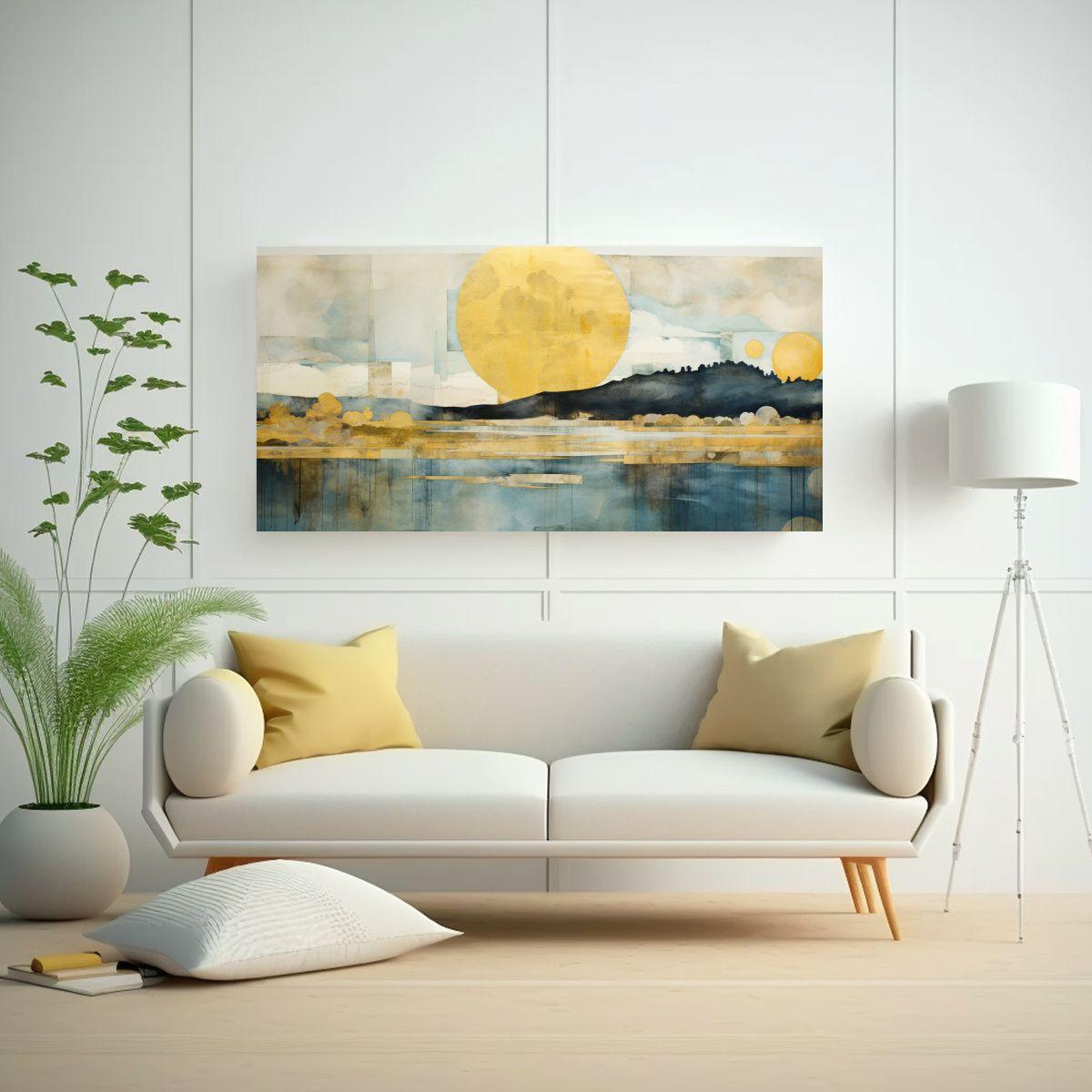 Cuadro Conceptual Elegancia: Acuarela Amarilla, 140x70cm-2