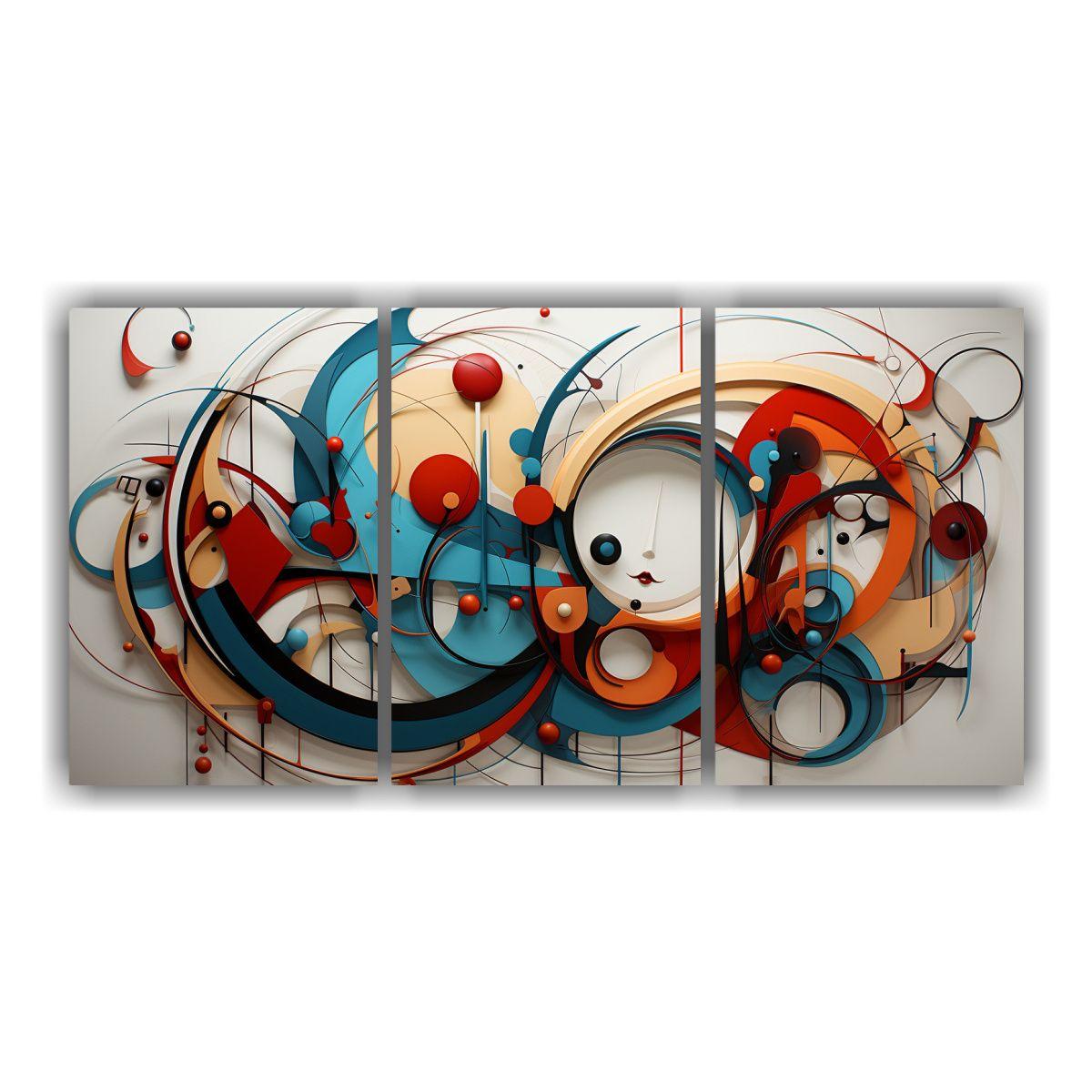 Conjunto De 3 Pinturas Temáticas Abstractas 90x45 Cm-0