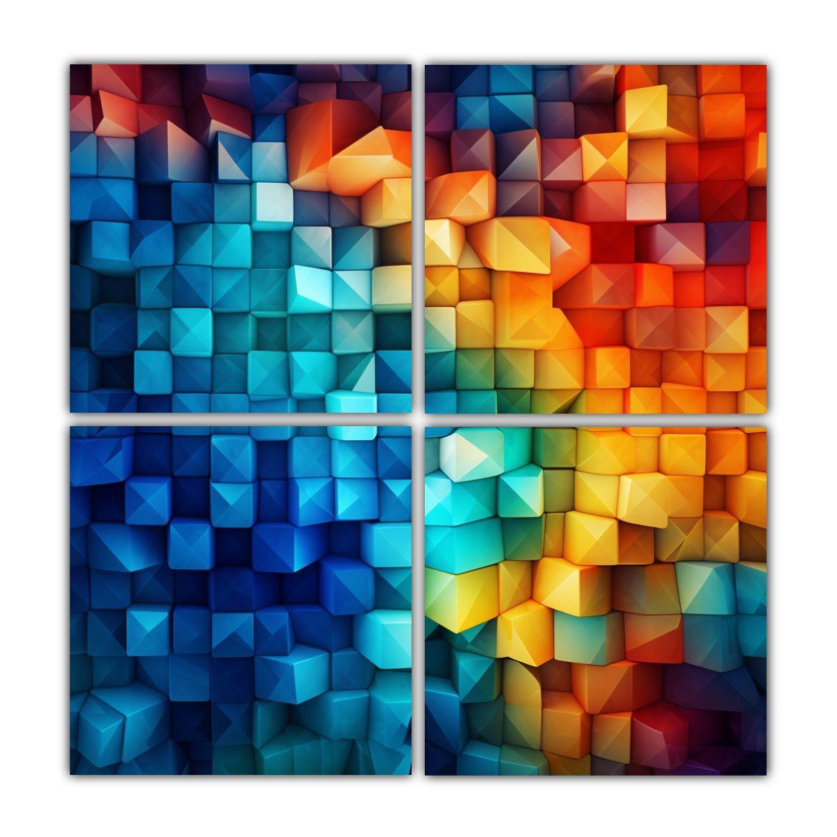 Cuatro Lienzos De Tela Composición Artística 160x160 Cm-0