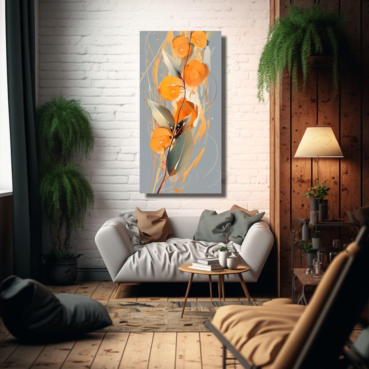 Cuadro Conceptual Simetría Hojas De Eucalipto En 80x160cm-2