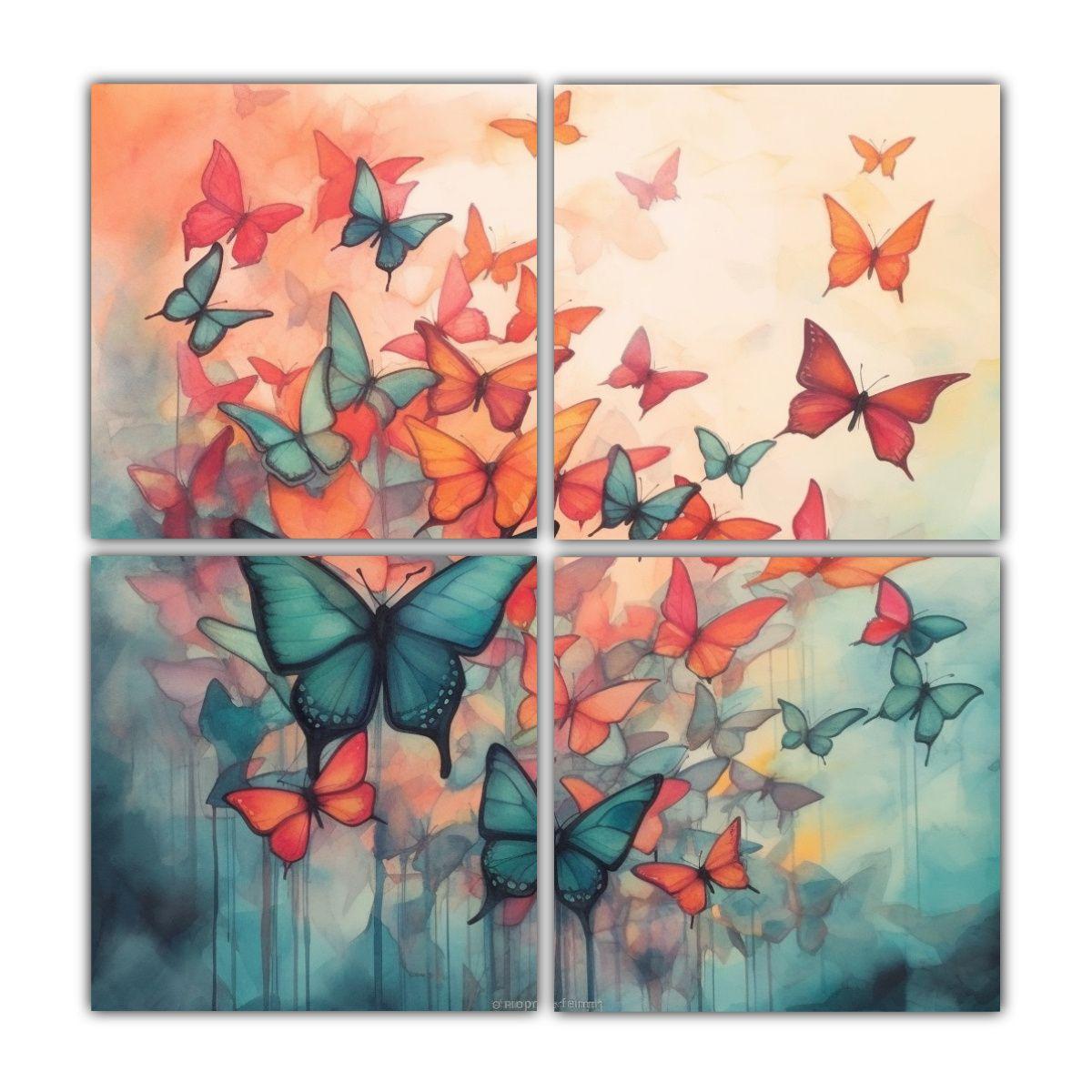Pinturas Estilo Disney Con Mariposas Voladoras Y 120x120 Cm-0