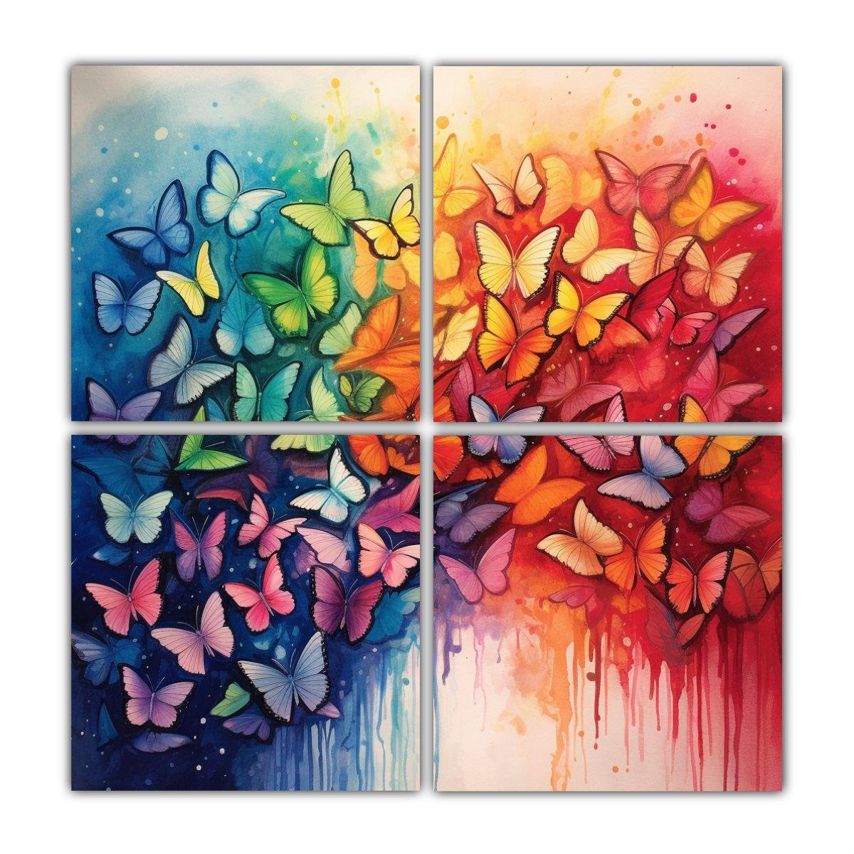 Cuadros Tonos Impresionante Mariposas Arcoíris 40x40 Cm-0