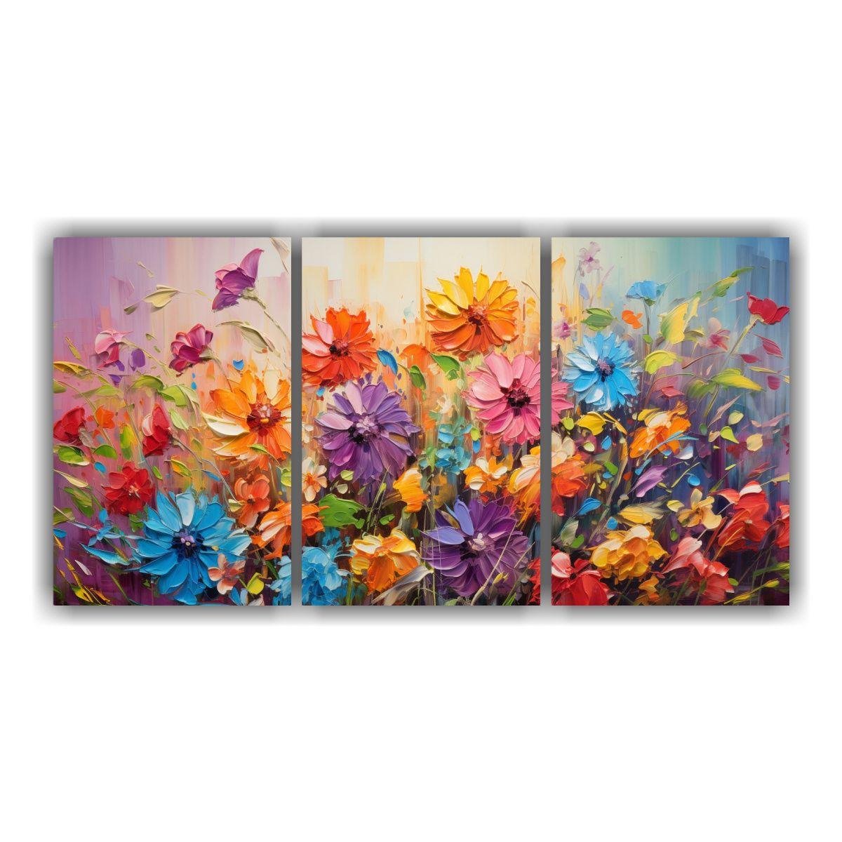 Artes Pop Art Horizontales: Flores De Arcoíris 120x60 Cm-0