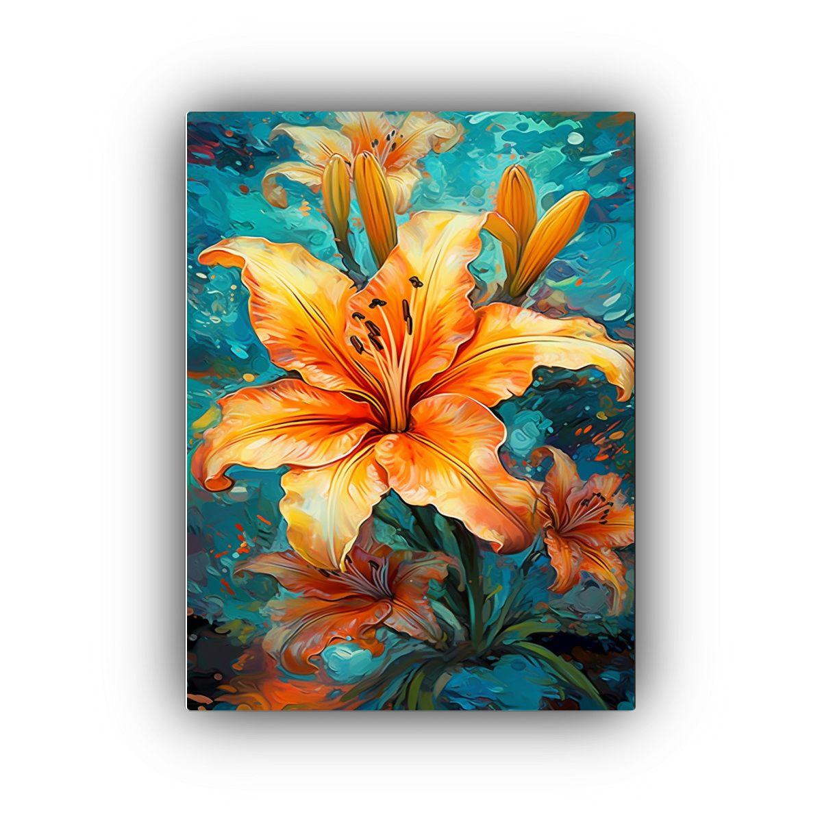 Pintura En Lienzo De Alta Calidad: Lirio Colorido 50x75cm-0