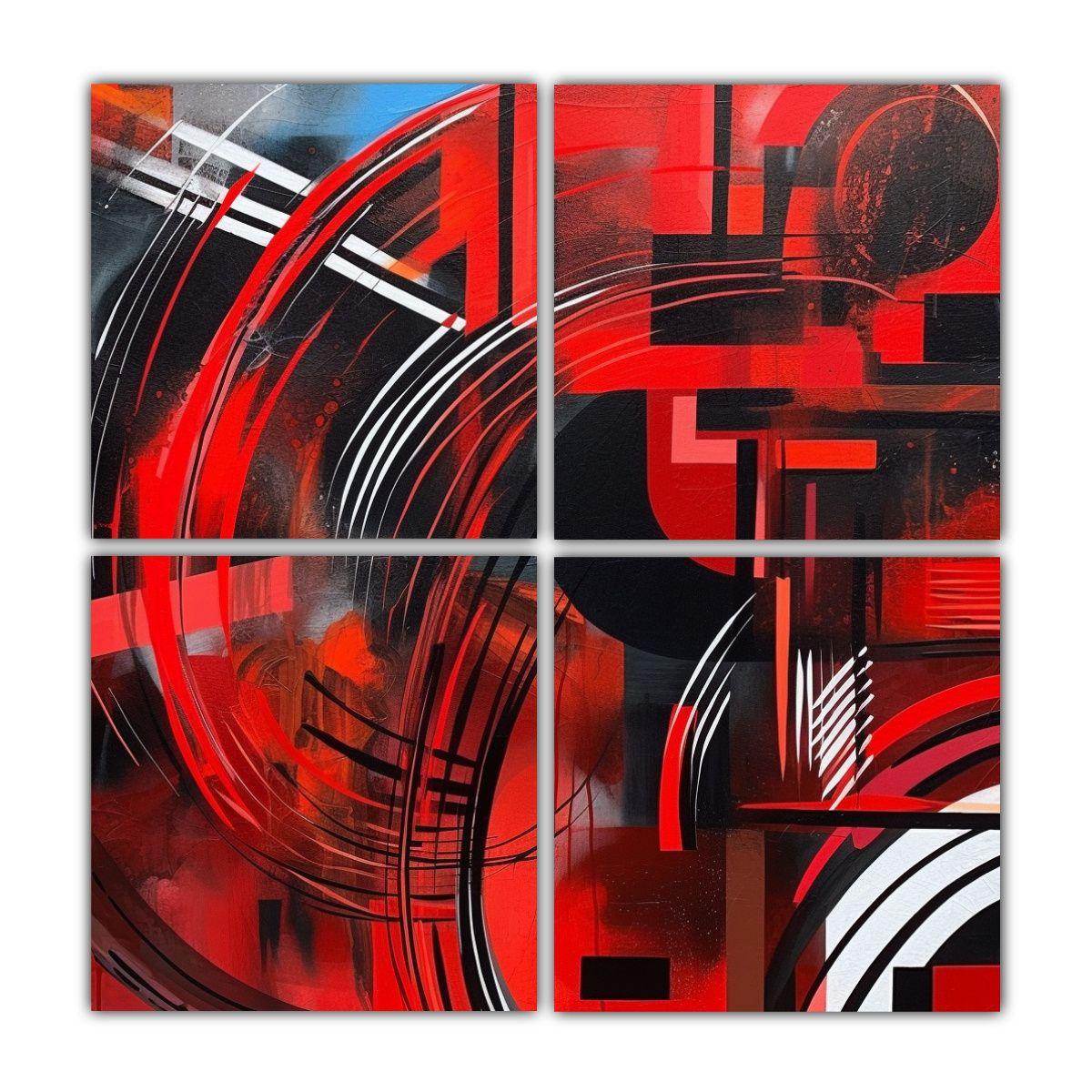 Cuatro Artes De Pared Abstracción Exuberantes 100x100 Cm-0