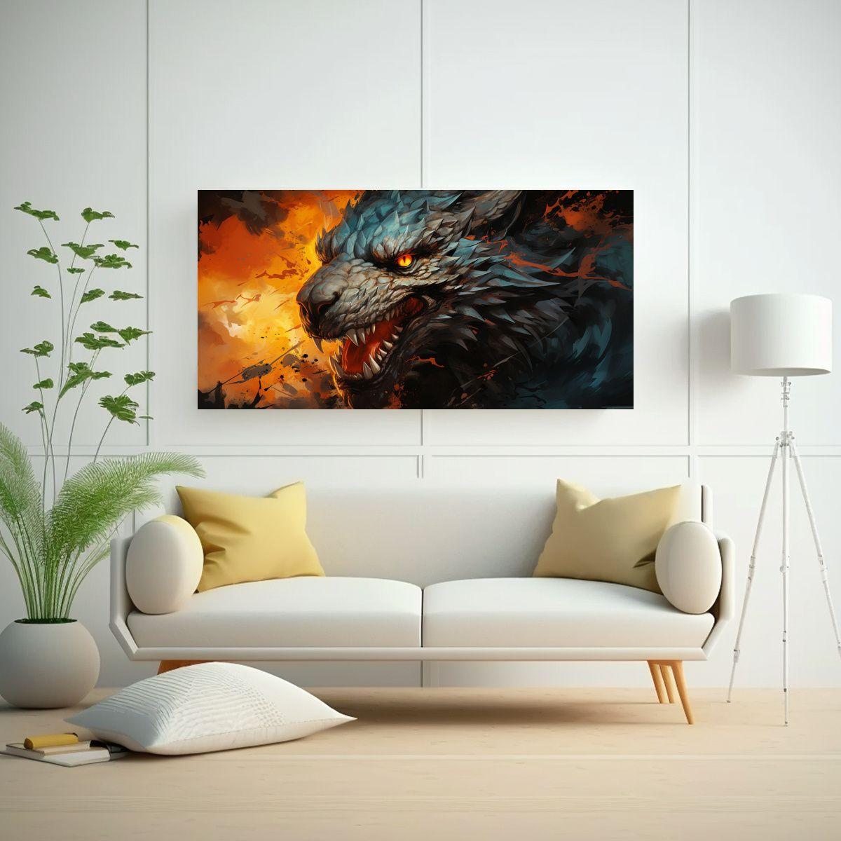Venta De Obra Maestra: Dragón En Colores Vibrante 40x20cm-2