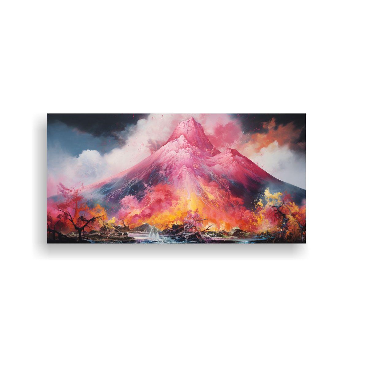Pintura Abstracta Del Tema Poder De Un Volcán Con 80x40cm-0