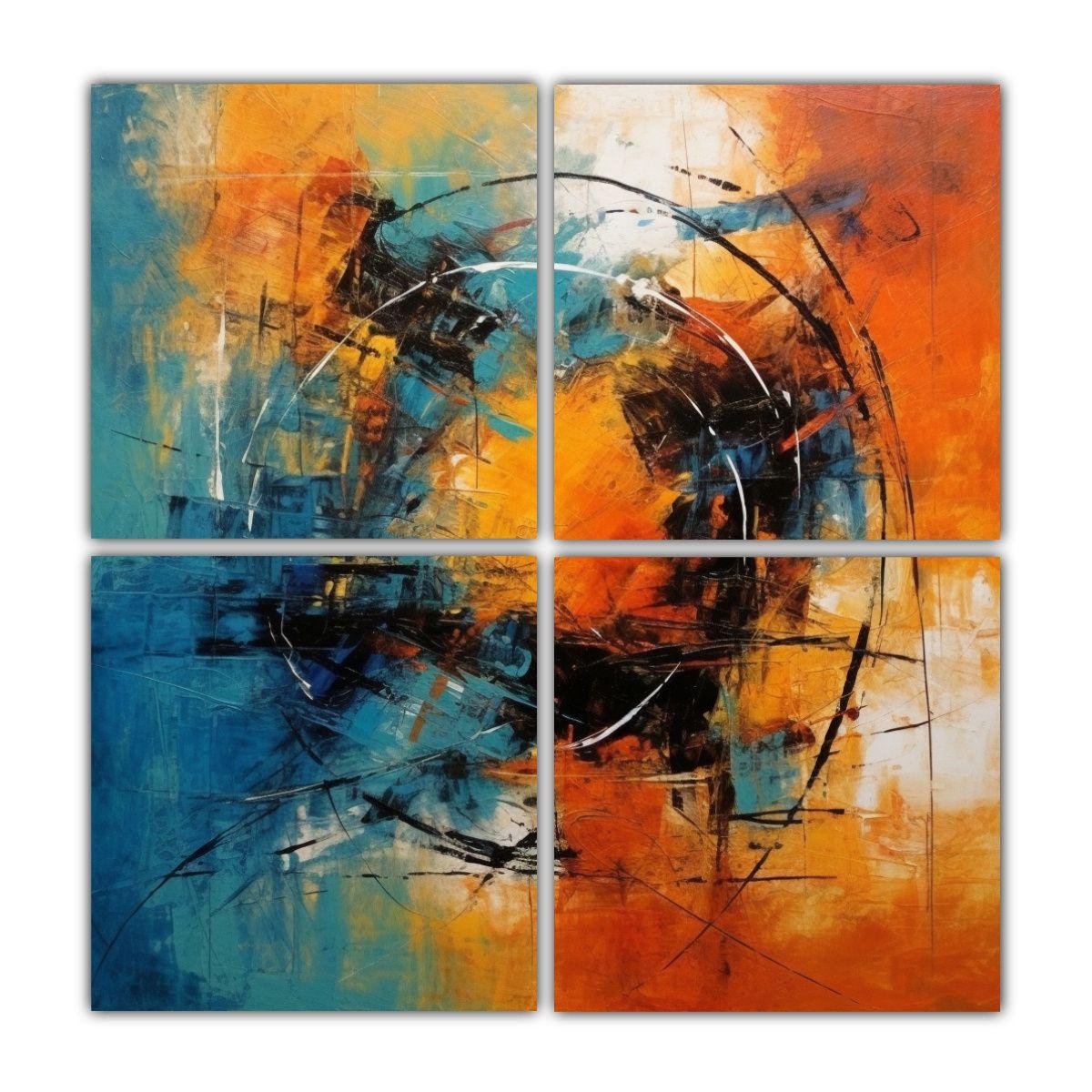 Pintura Abstracta De Alta Calidad Cuatro Artes De 60x60 Cm-0