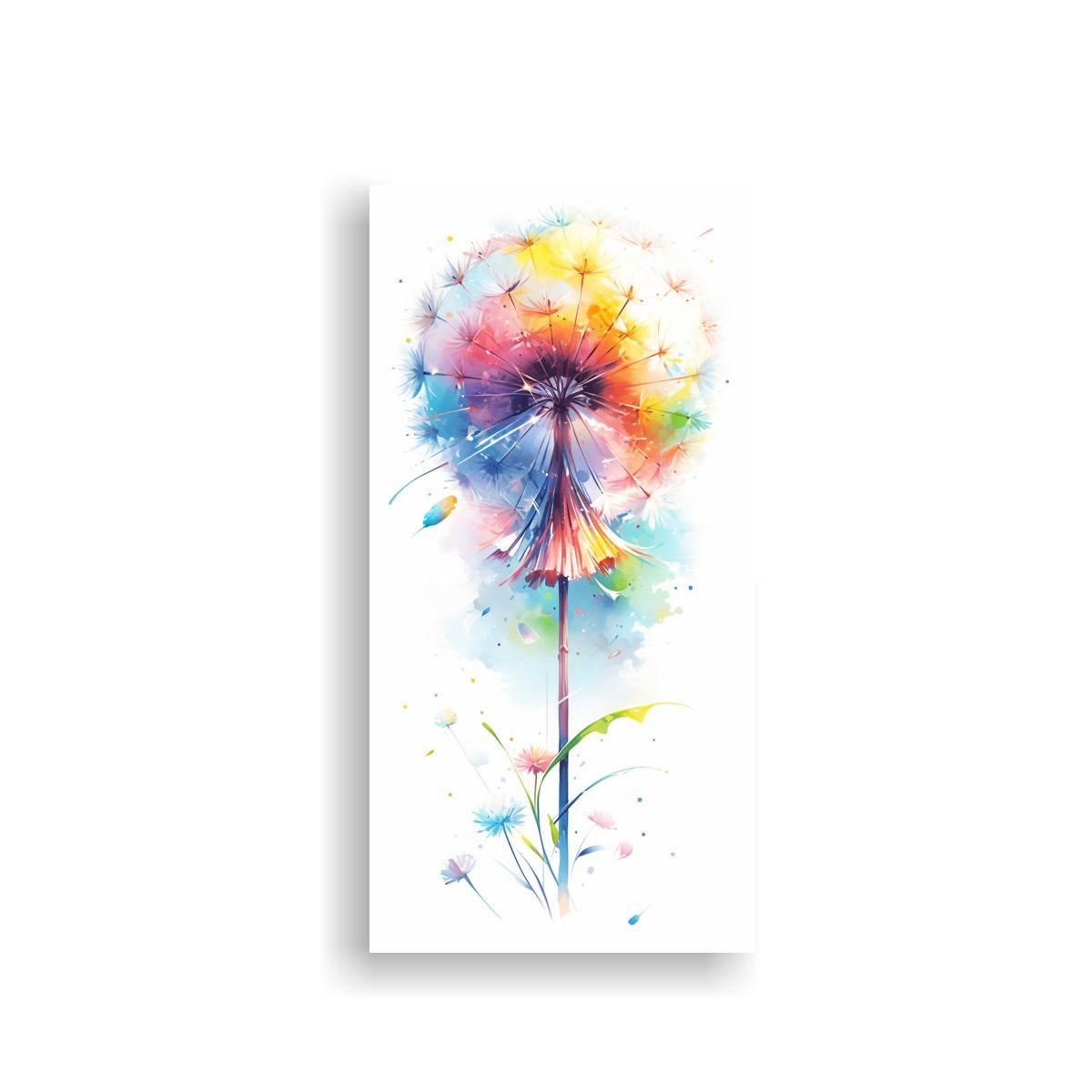 Cuadro Artesanal Lienzo Vintage Flores Diente De 50x100cm-0