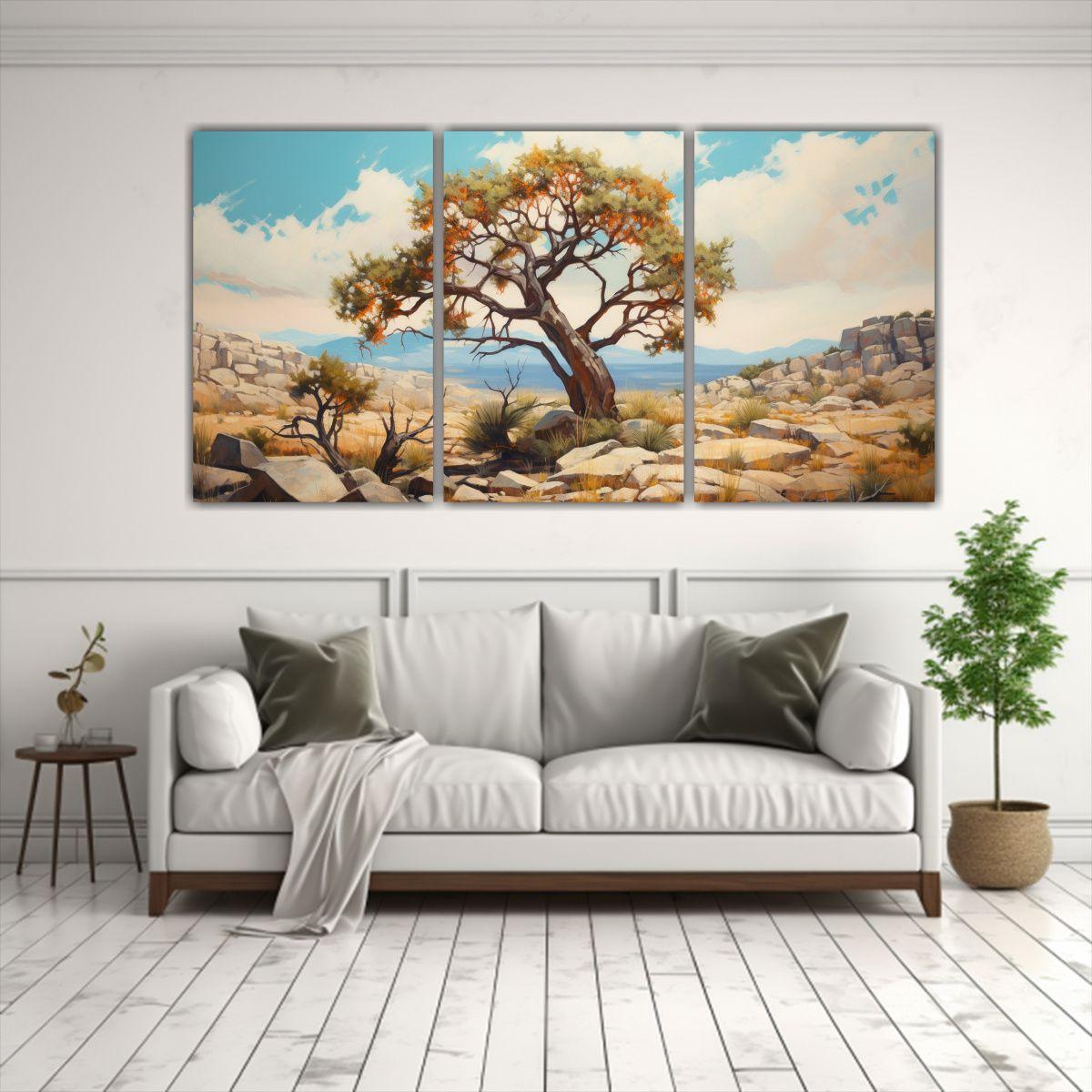 Cuadro Abstracto Set 3 Canvas Modernos Reflejo A 240x120 Cm-2