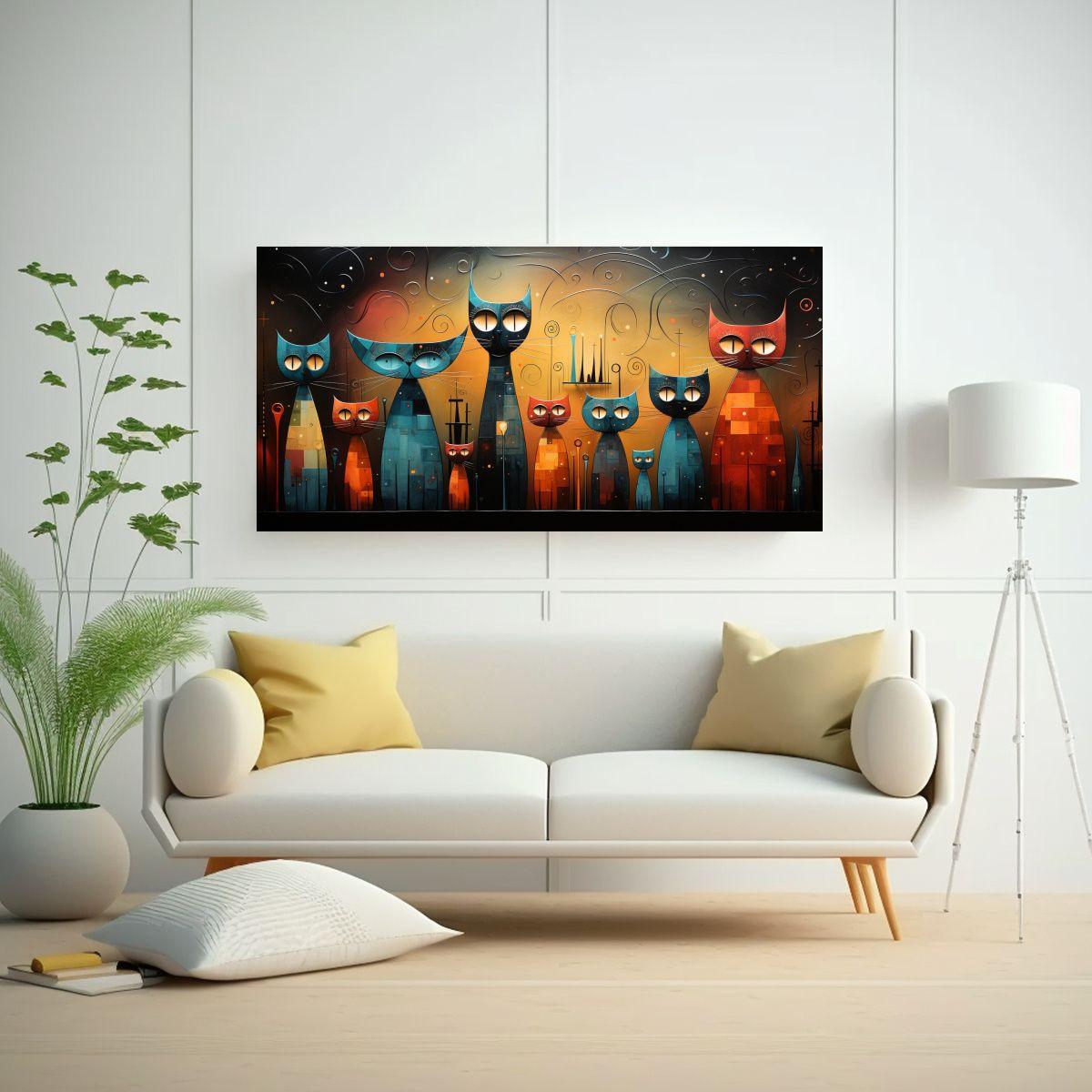 Pinturas Decorativas De Mundo Felino Con Estilo 120x60cm-2