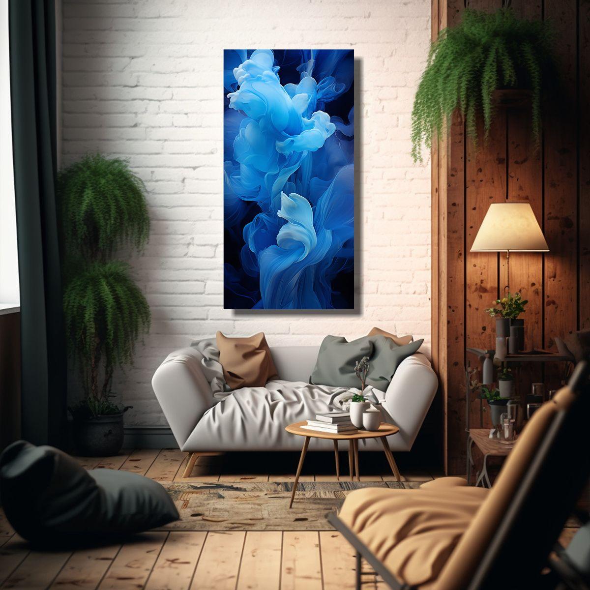 Pintura Decorativa Tela Holográfica Azul Claro, 50x100cm-2