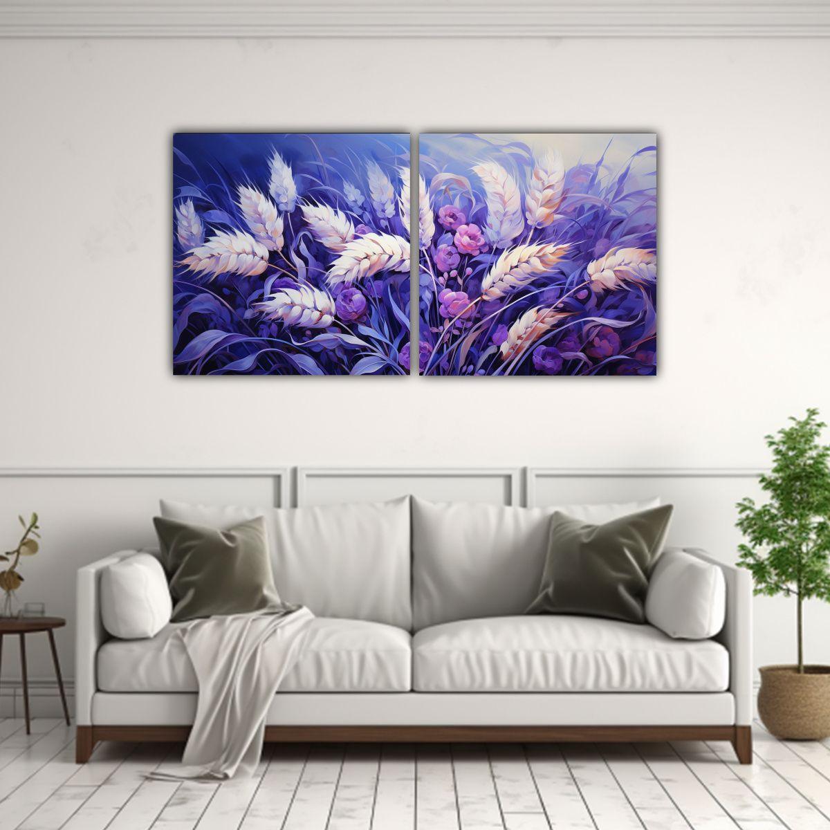 Dos Cuadros Inspiradores De Trigo En Colores 120x60 Cm-2