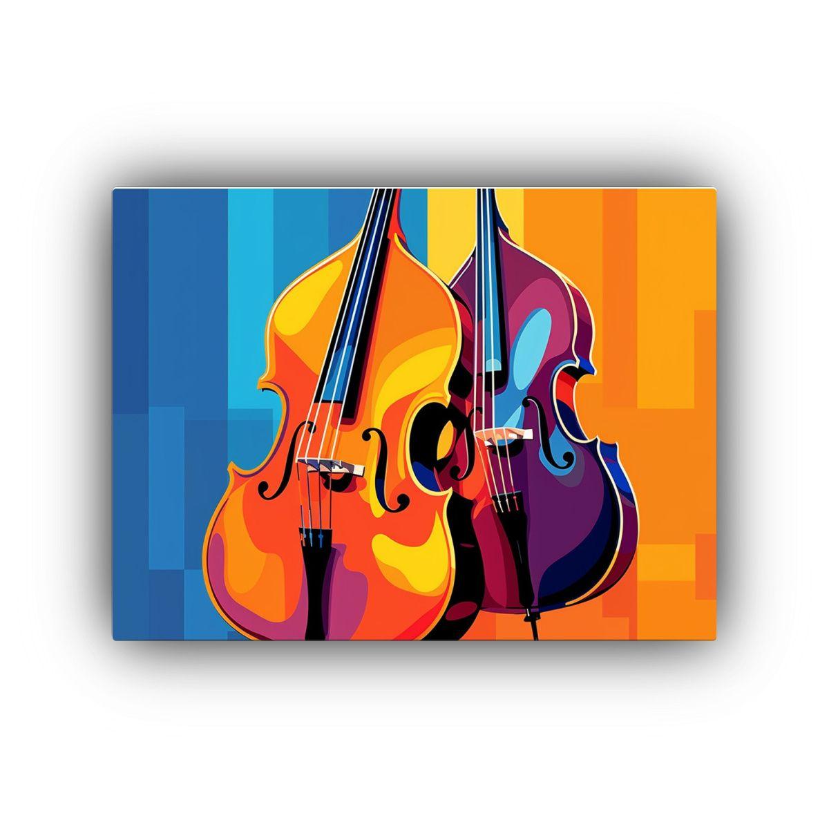 Cuadro Bastidor Movimiento Elegancia Contrabajo Arte Pop Mú 45x30cm-0