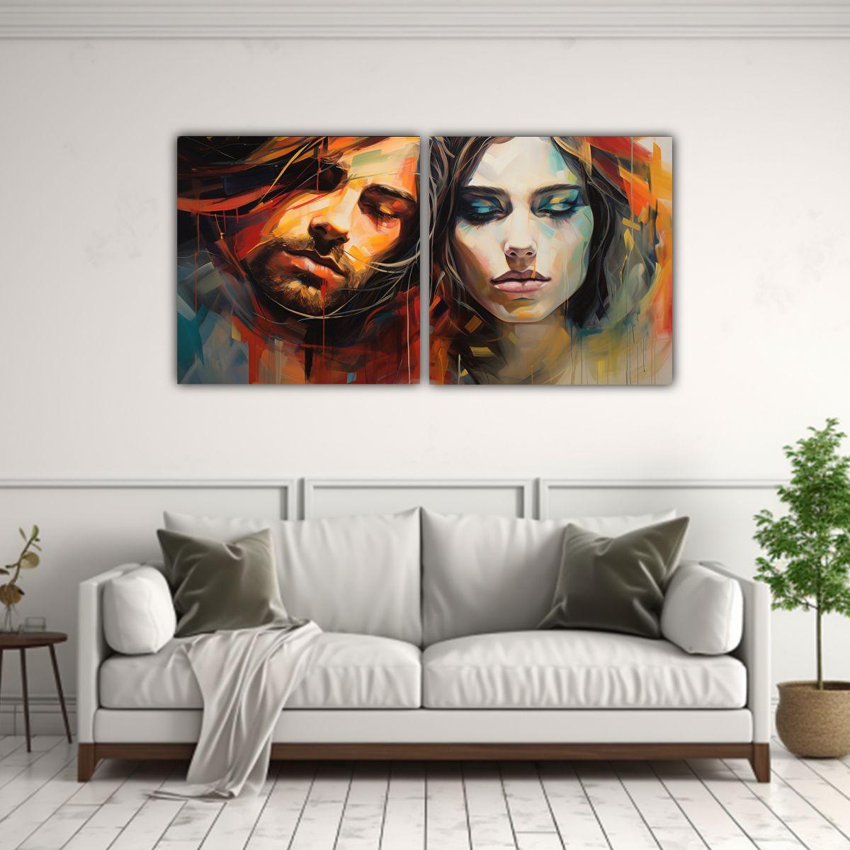 Pinturas Abstractas Parejas Arte Gráfico De Alta 80x40 Cm-2