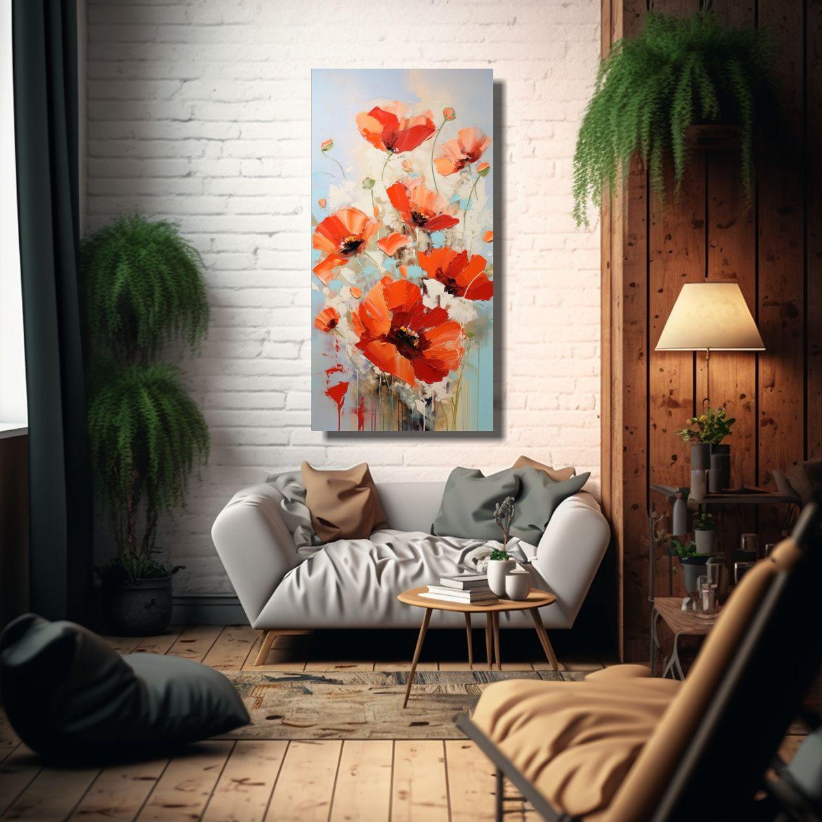 Cuadro Lienzo Fotografía Bastidor Madera Flores 80x160cm-2