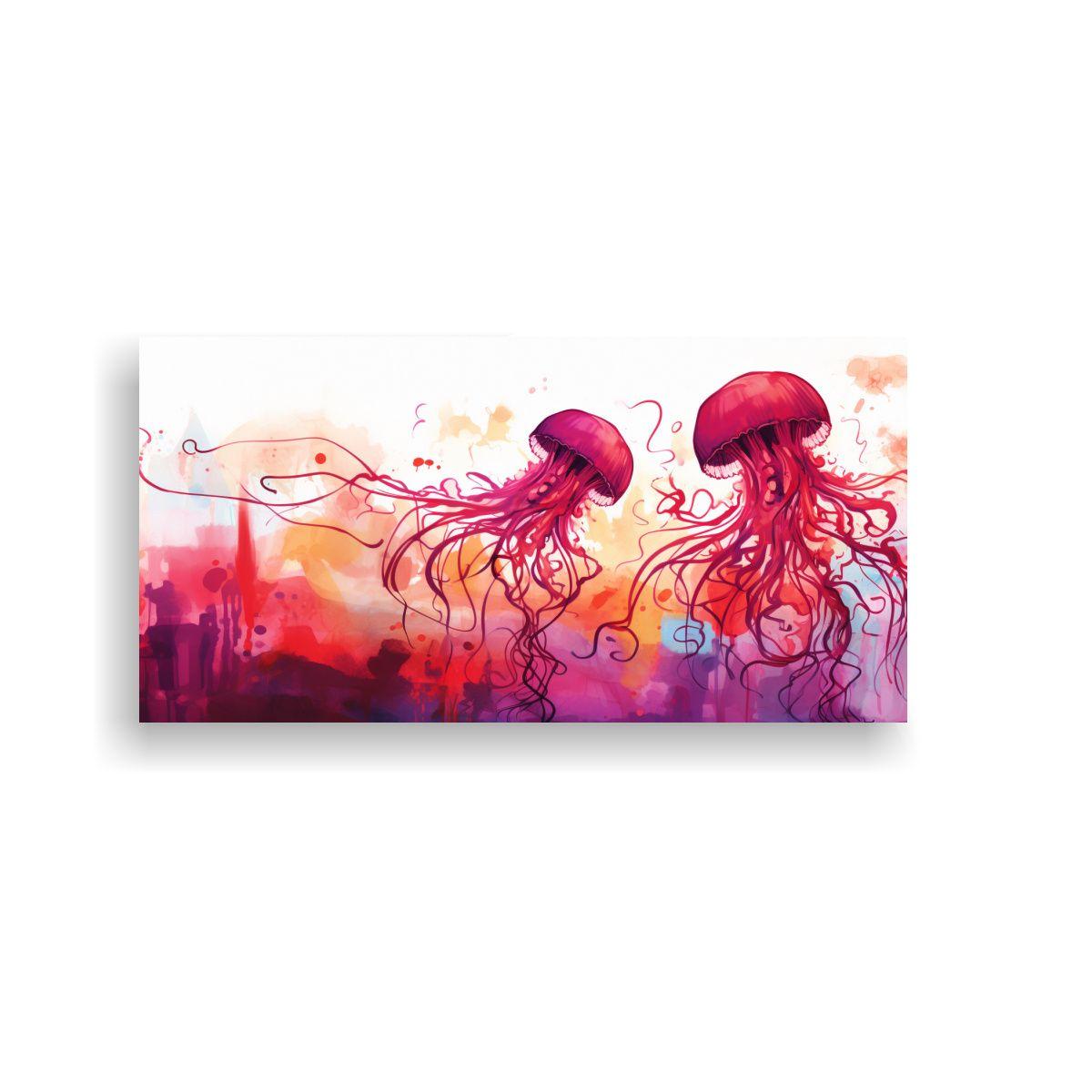Cuadro Abstracto Colorido Jellyfish En Tonos 100x50cm-0