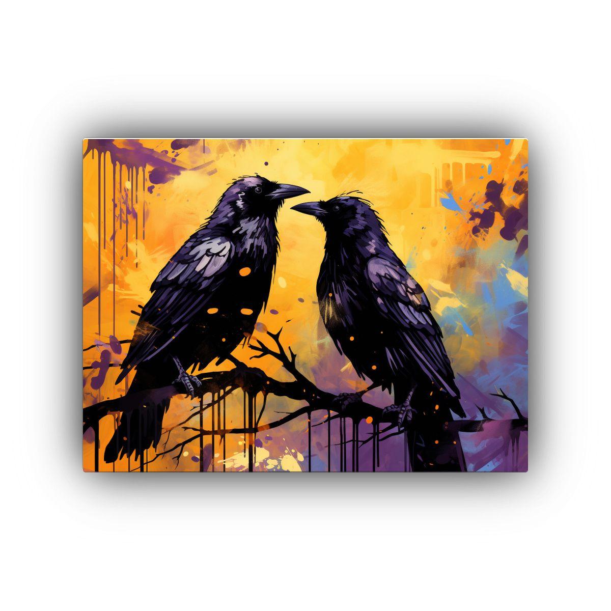 Cuadro Conceptual Luminoso Cuervos Y Cuervos En Colores Dora 65x50cm-0