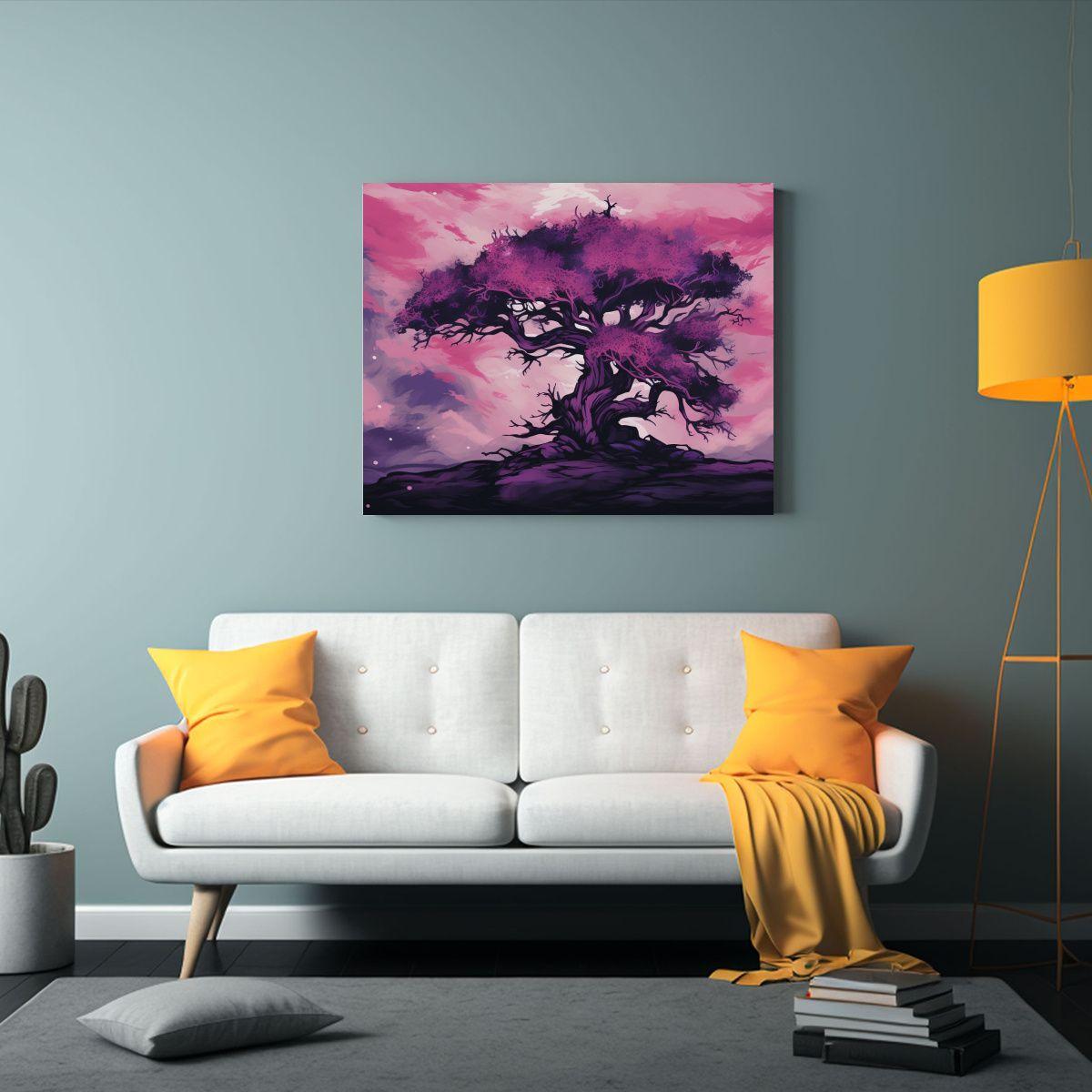 Pintura Decorativa: Neonoir Con Ciprés Morado. 120x80cm-2