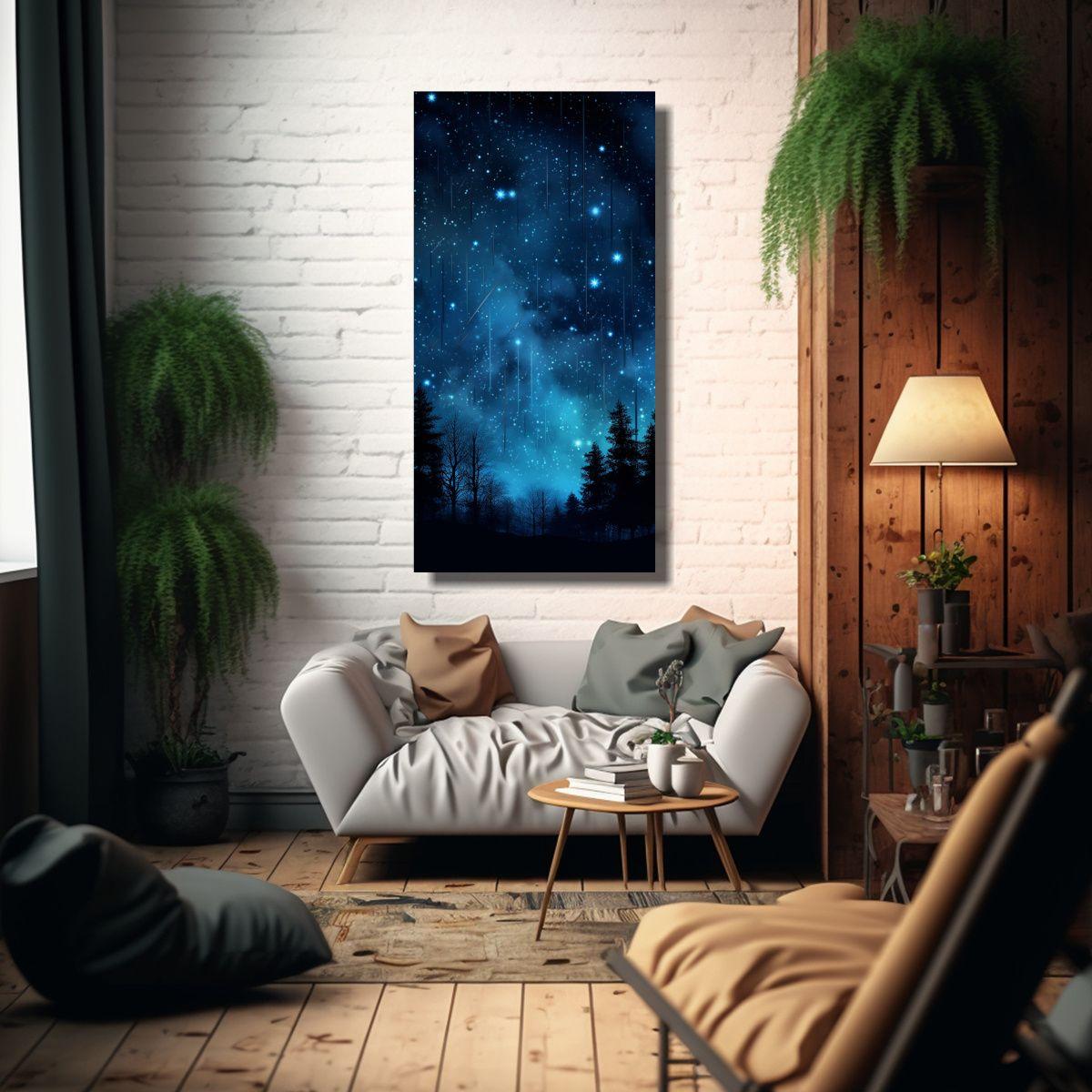 Pintura Abstracta De Una Lluvia De Meteoritos 40x80cm-2