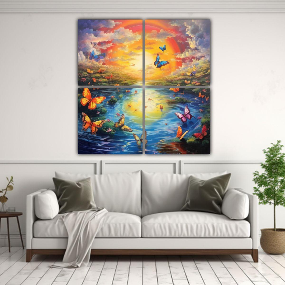 Cuadro Sublimado Surrealista De Un Jardín De 160x160 Cm-2