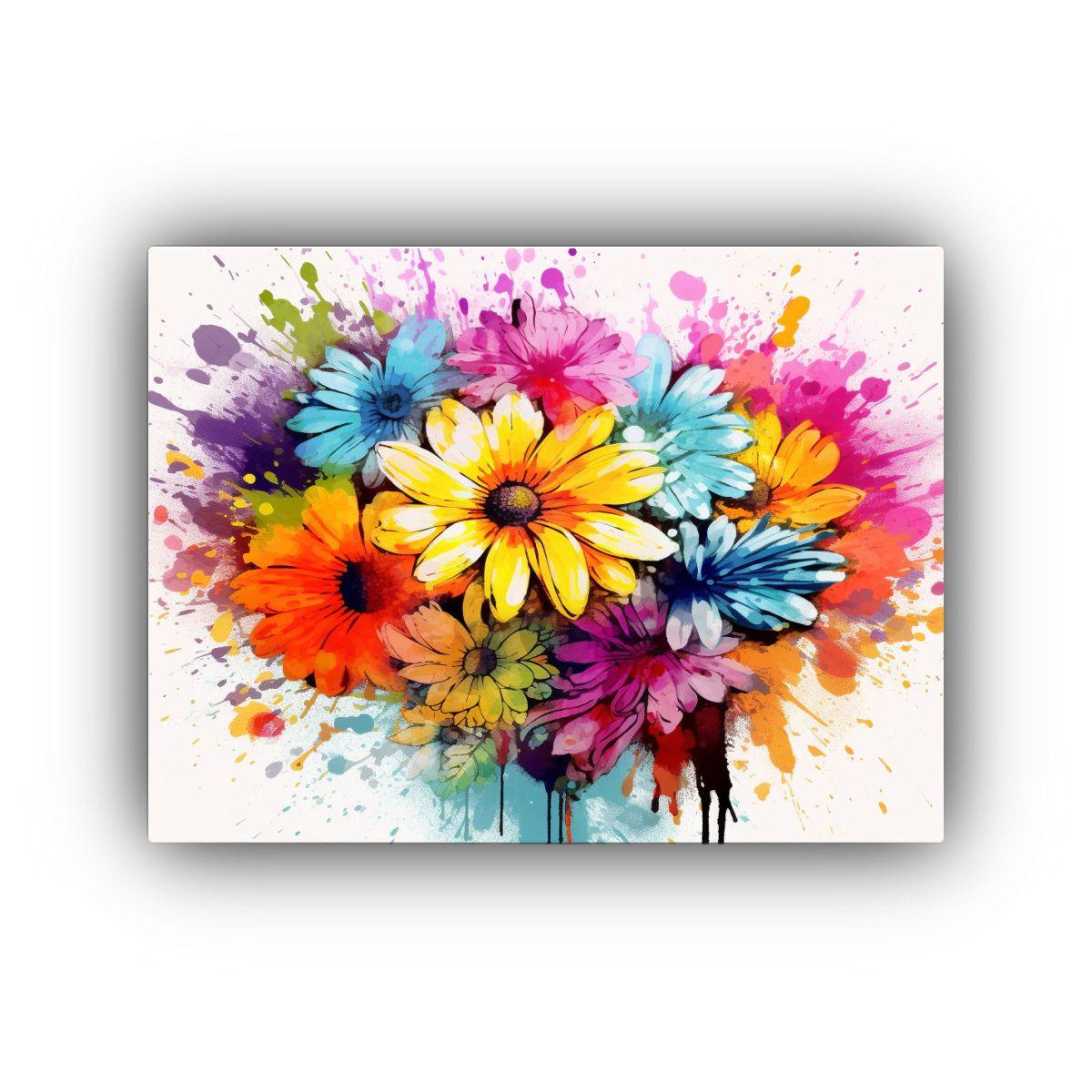 Pintura Floral De Acuarela En Bastidor Regalo 65x50cm-0