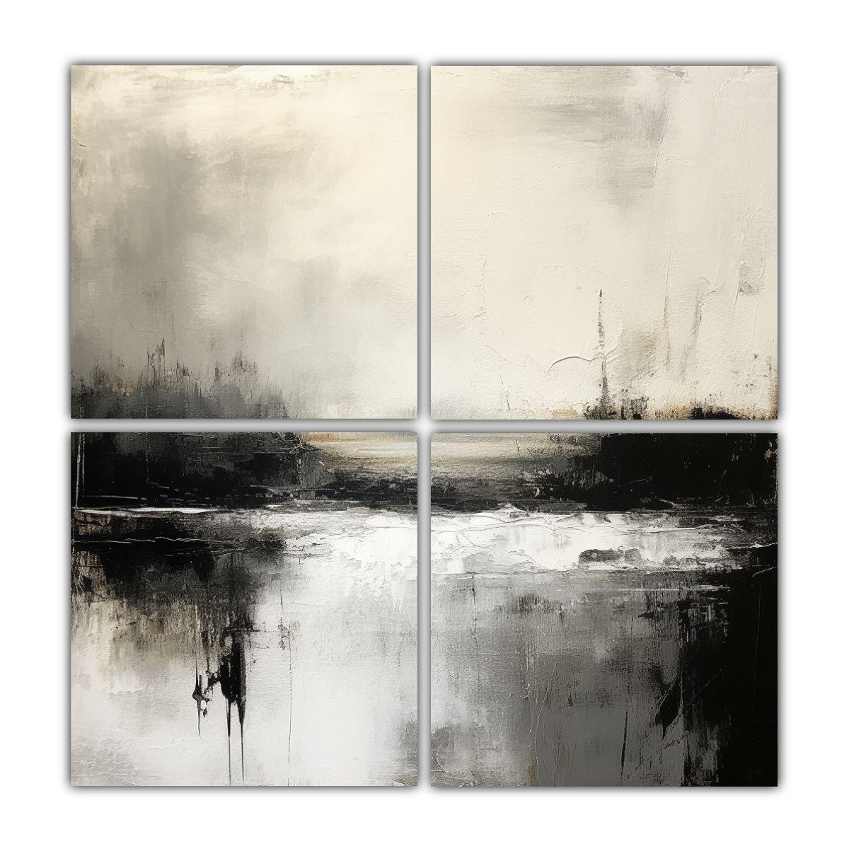 Cuatro Cuadros Abstracto Paisaje Abstracto Estilo 160x160 Cm-0