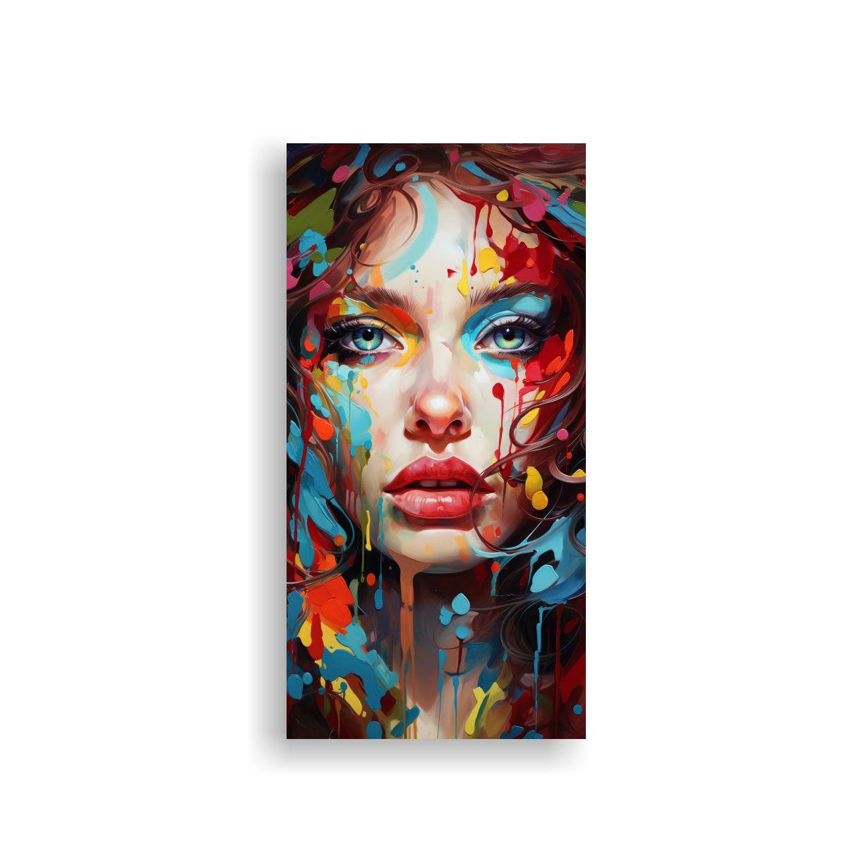 Cuadro Abstracto Colores Gama Lienzo Composición 20x40cm-0