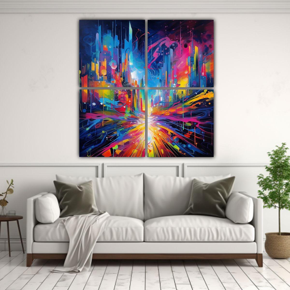 Cuadros Abstractos Pop Art, Representación 140x140 Cm-2
