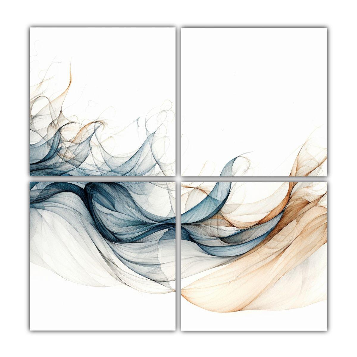 Cuadro De Onda Exuberante Estilo Tangled En 4 100x100 Cm-0