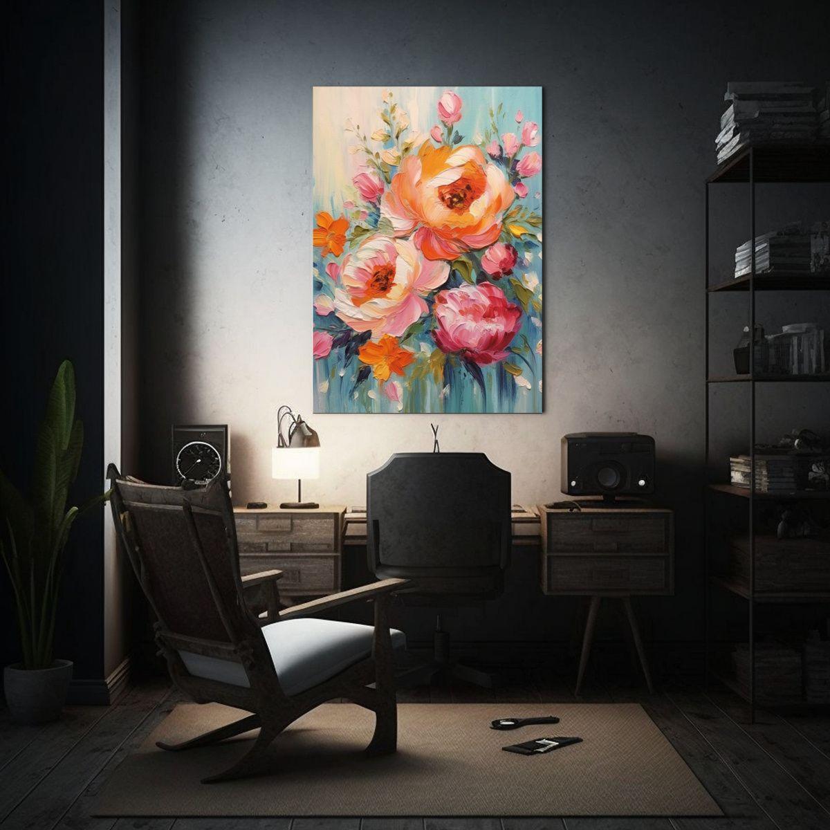 Tela En Bastidor Floral Calma Pintura Al óleo De 50x65 Cm-2