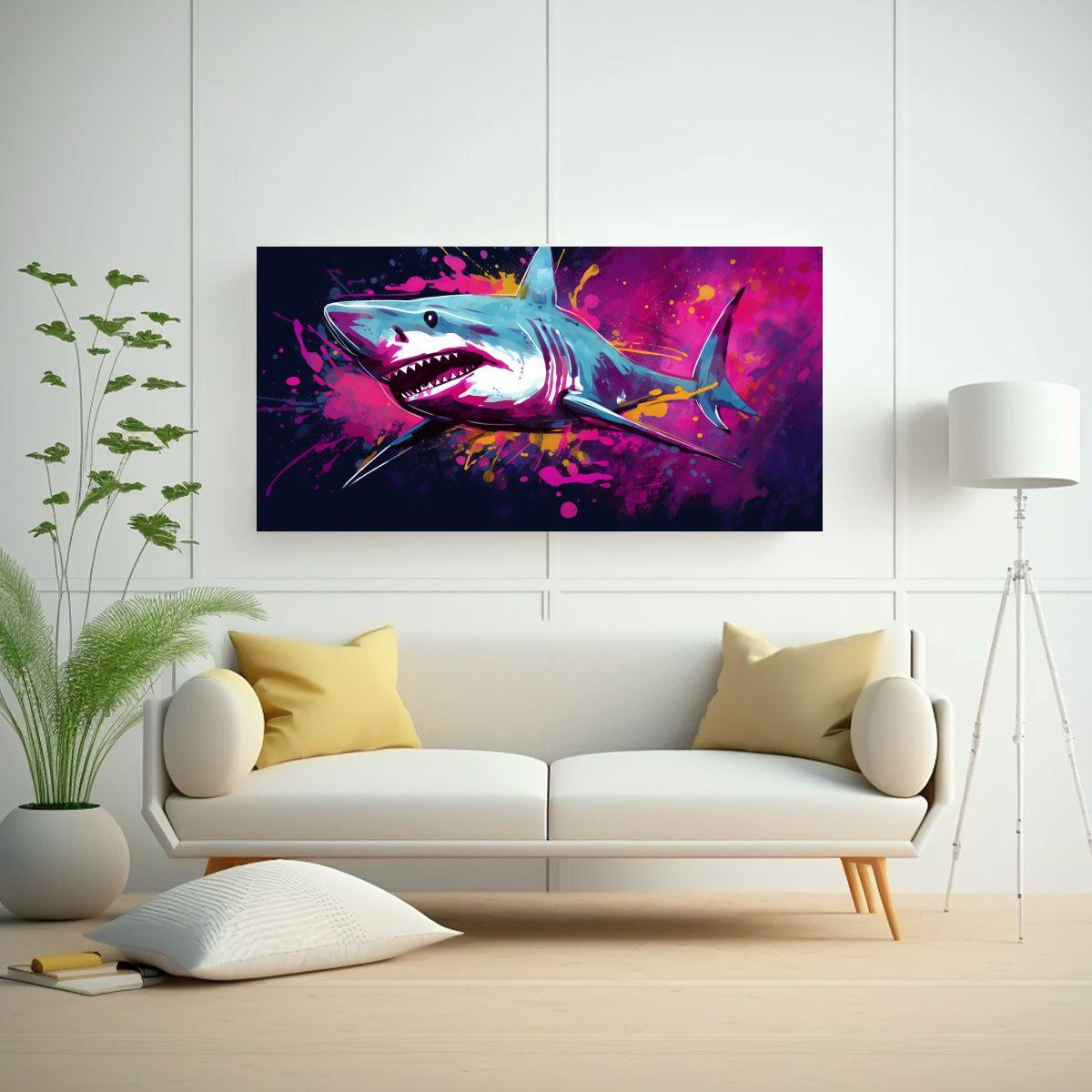 Lienzo De Tela Decoración Calidez Shark In 160x80cm-2