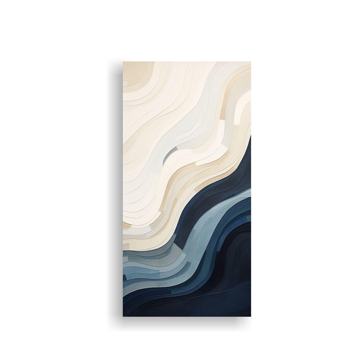 Pintura En Bastidor Azul Y Gris De Abstracción 70x140cm-0