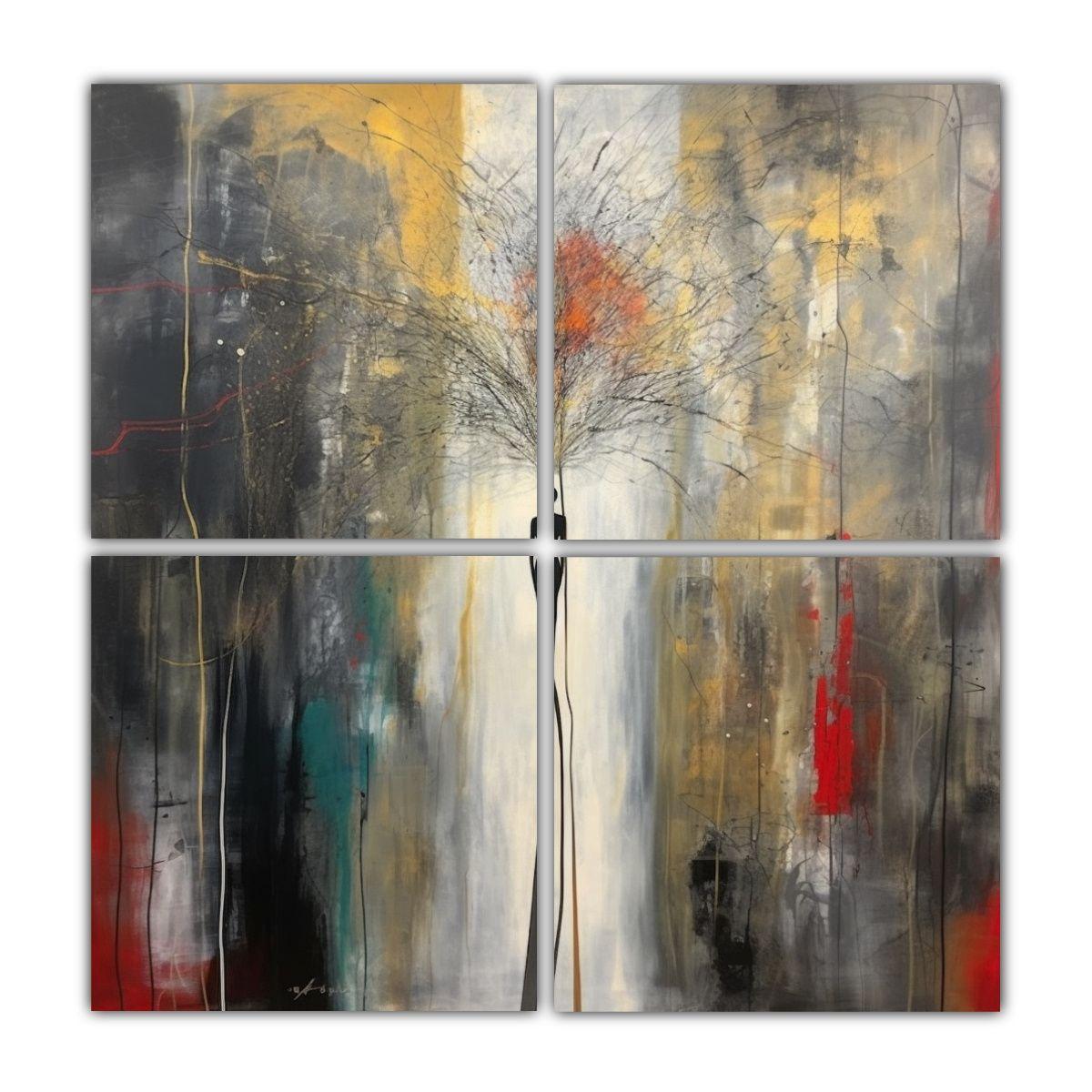 Cuadro De Arte Abstracto En Tonos Gris Claro, 40x40 Cm-0