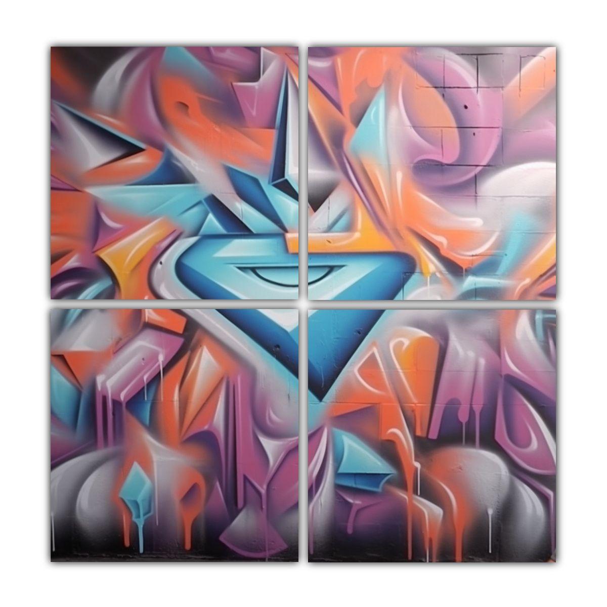 Cuatro Composición Imagen Época Graffiti 60x60 Cm-0