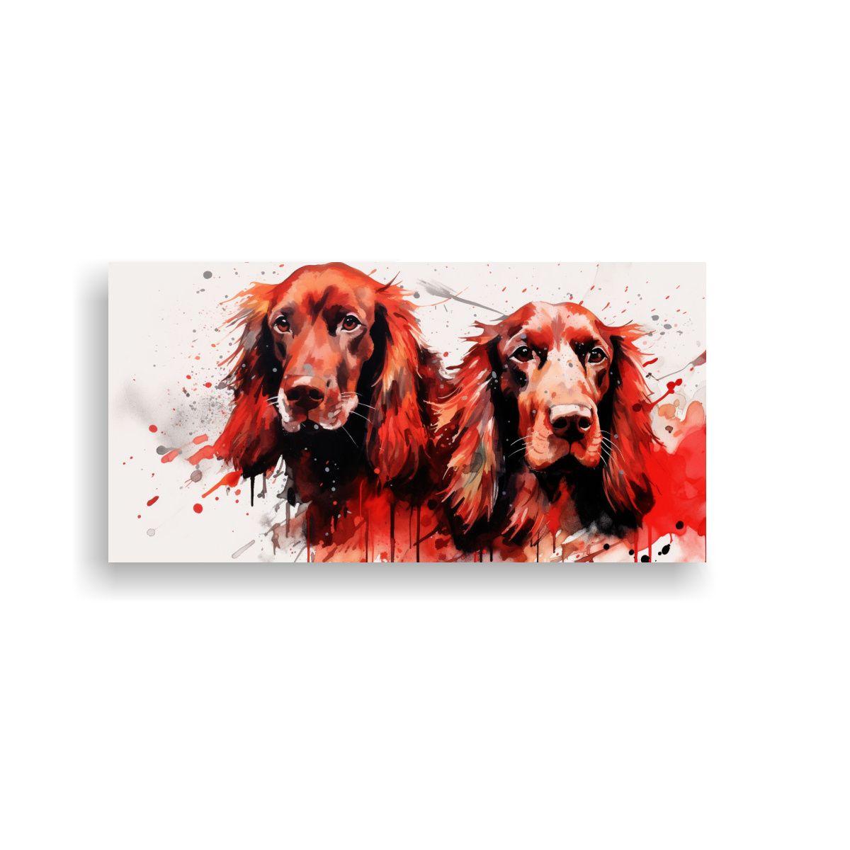 Cuadro Colorido De Setters En Acuarelas Y Rojos Ne 40x20cm-0
