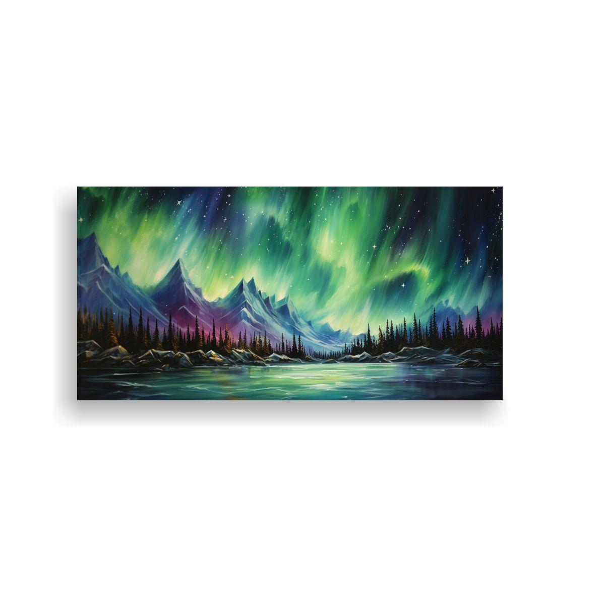 Pintura Abstracta De Northern Lights Con Colores D 140x70cm-0