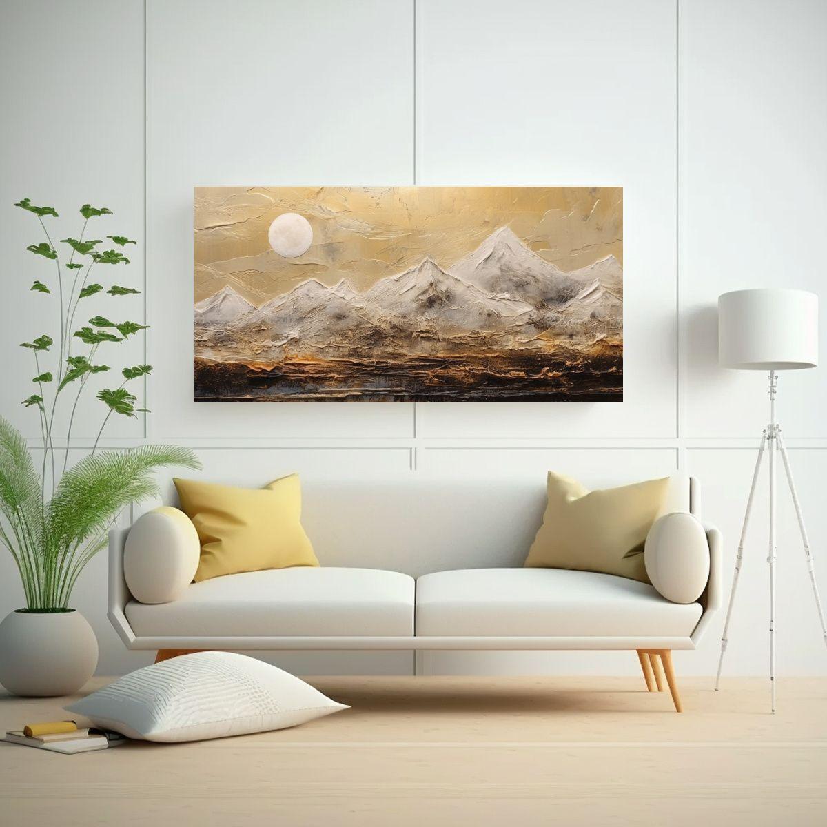 Pintura Al Estilo óleo De Montaña En Estilo 100x50cm-2