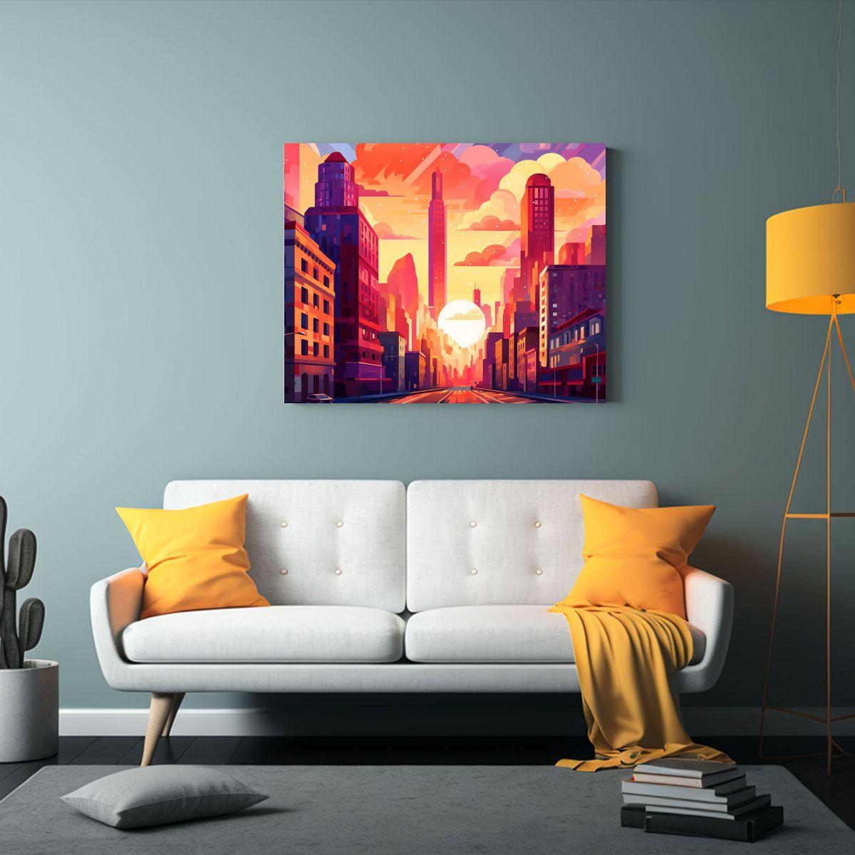 Pinturas Decorativas De Una Ciudad Surrealista 50x40cm-2