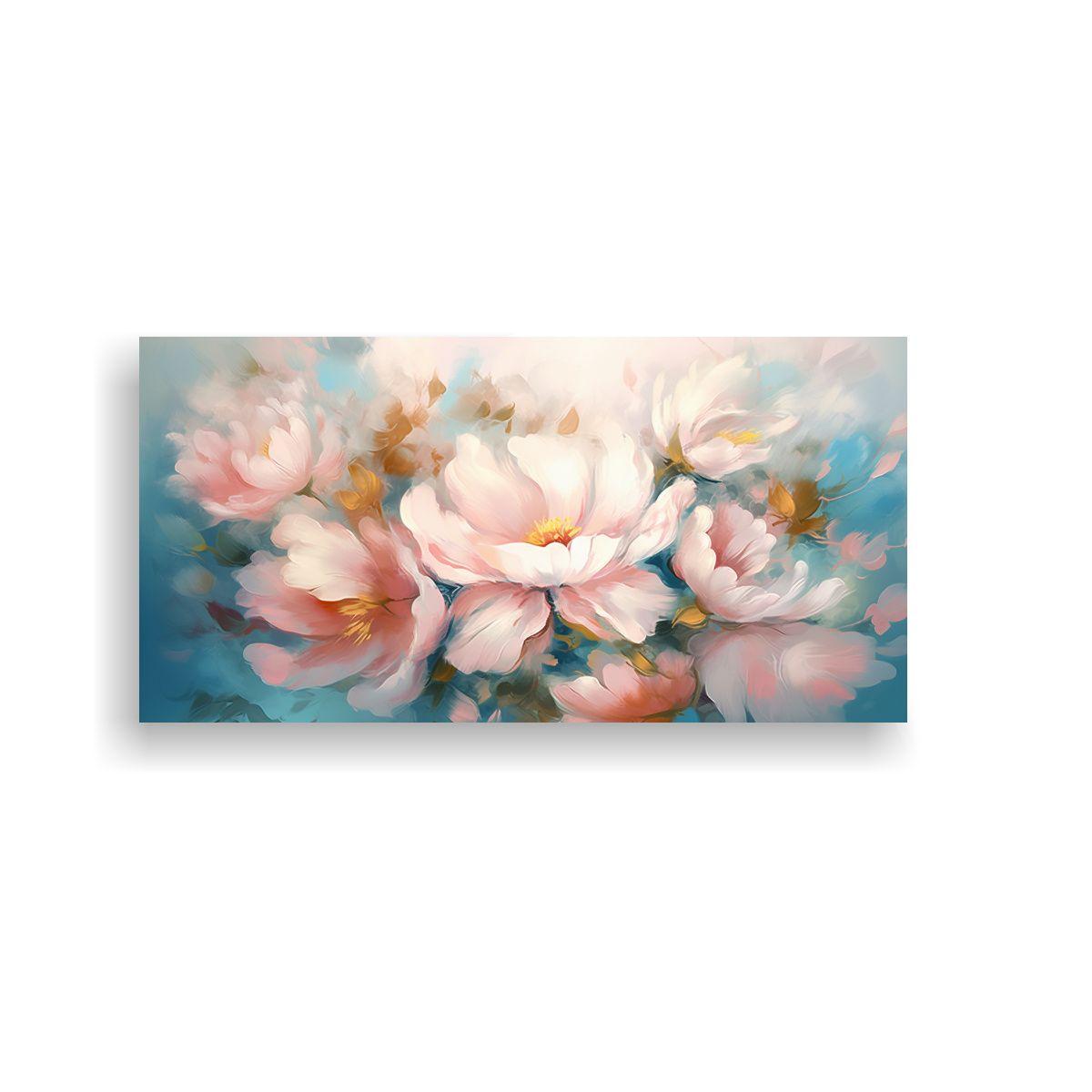 Pinturas Abstractas De Flores En Composición 140x70cm-0