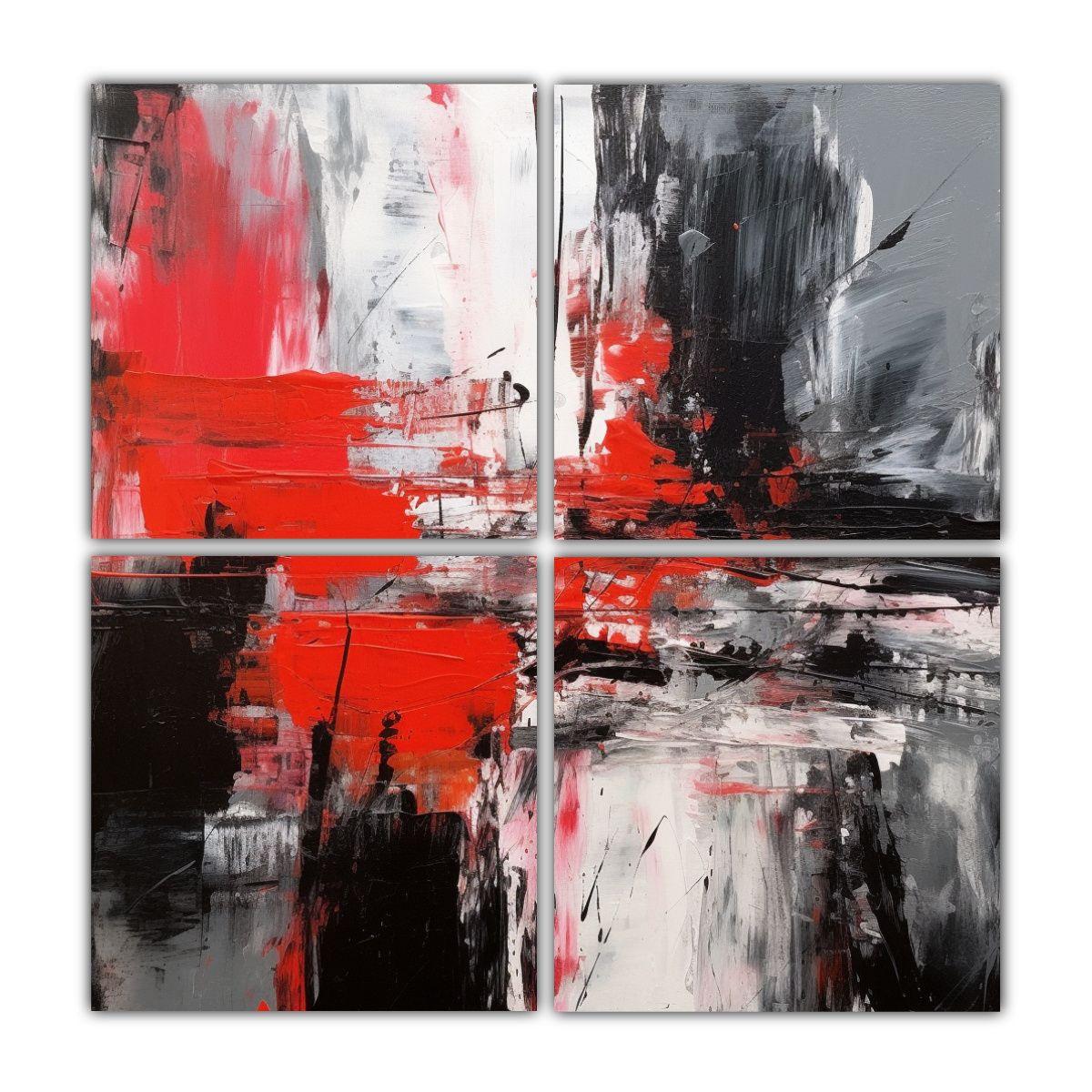 Cuatro Composición Hermosa De Colores Vibrantes 100x100 Cm-0