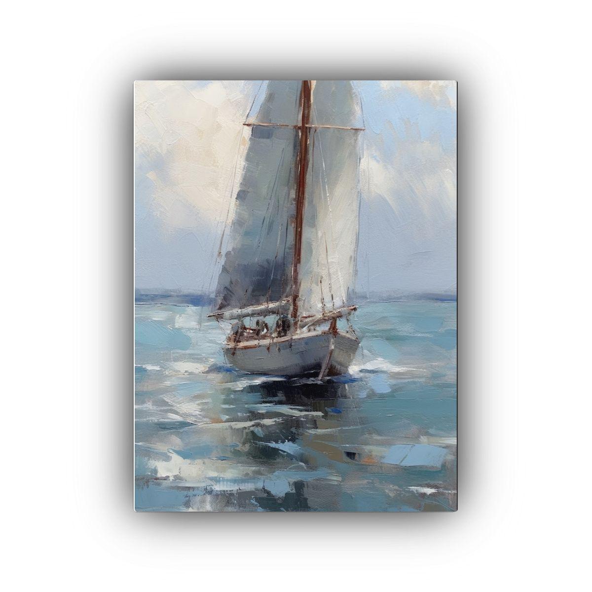Lienzo Estilo Galería De Barco Navegando En Mar 30x45cm-0