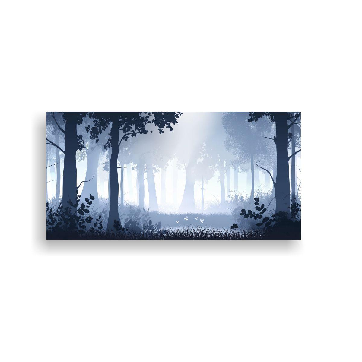 Cuadro En Bastidor: Bosque Mágico En Silueta 40x20cm-0