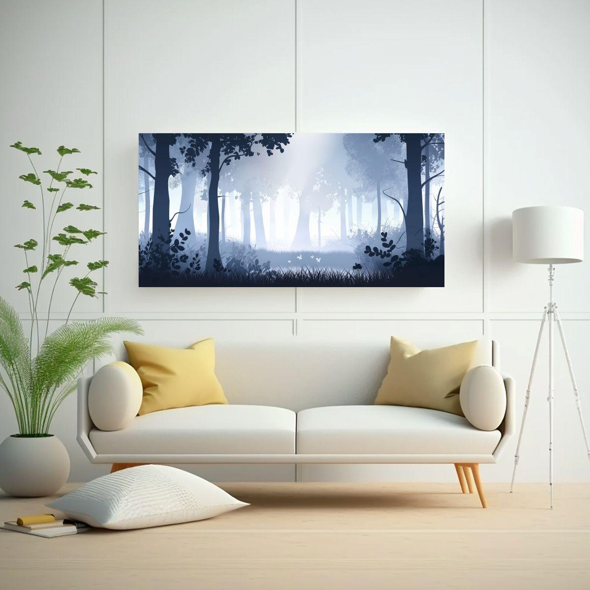 Cuadro En Bastidor: Bosque Mágico En Silueta 40x20cm-2