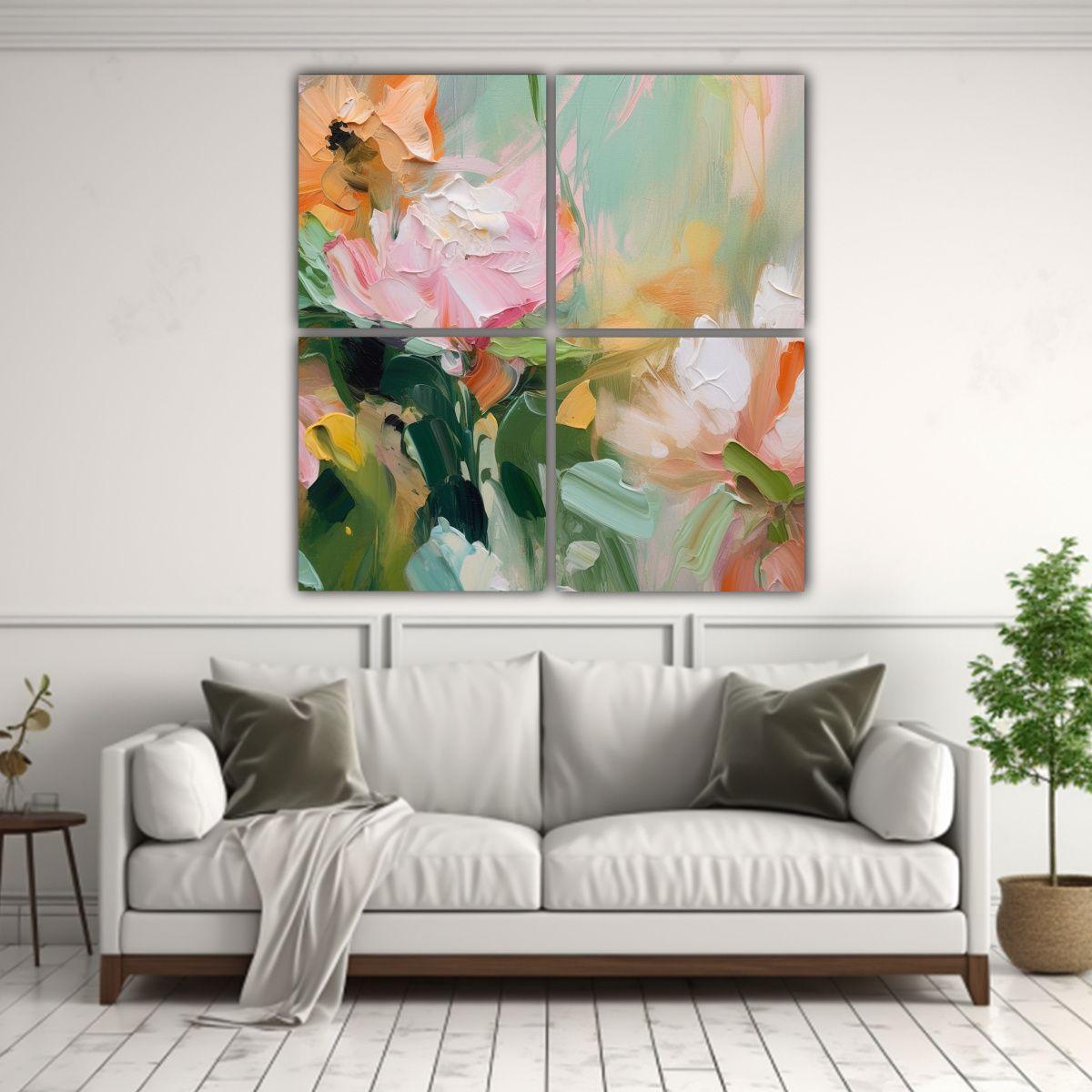Pintura Abstracta De Flores En Primer Plano, 200x200 Cm-2