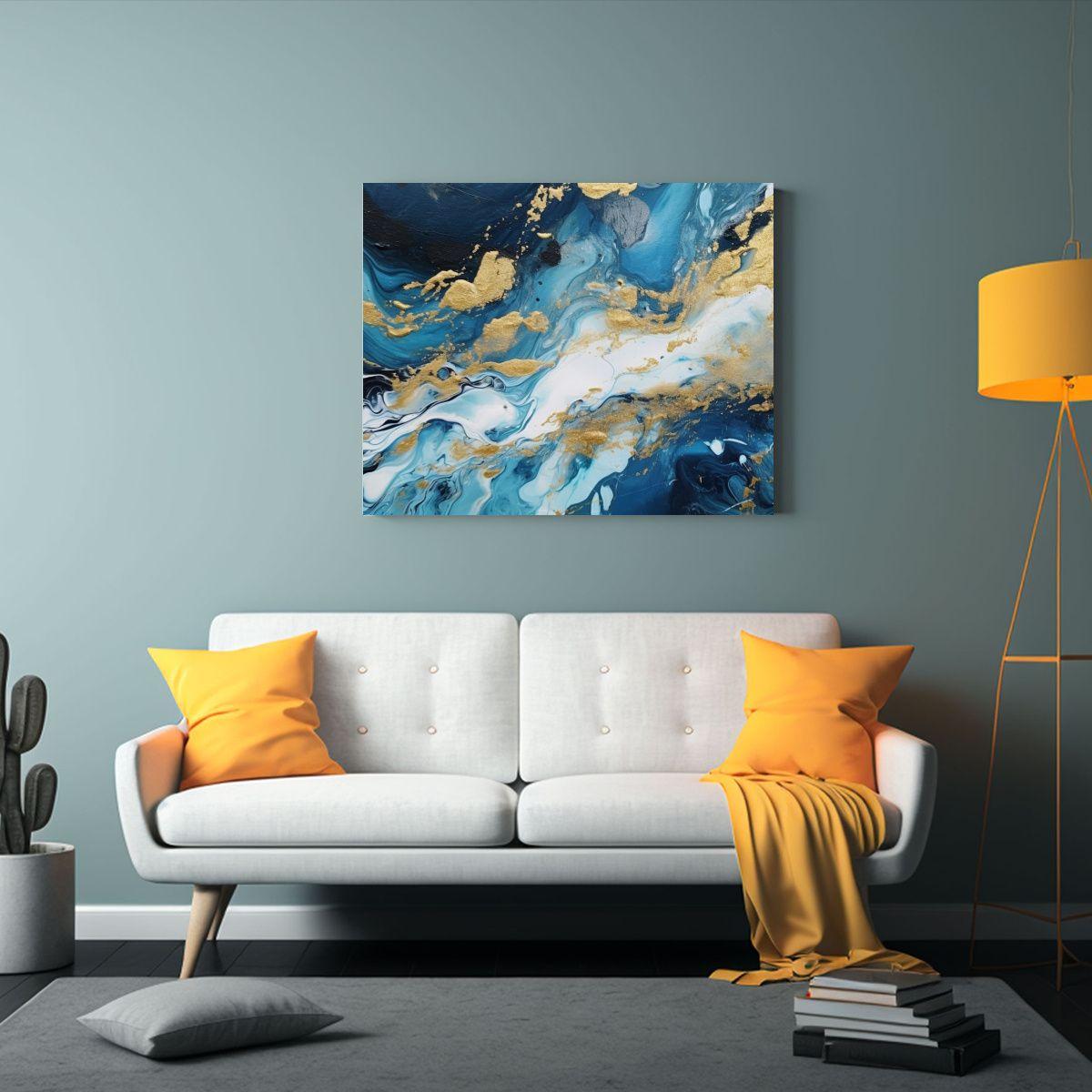 Cuadro Tela Decoración Interiores Marmolado Contemporáneo  90x60cm-2
