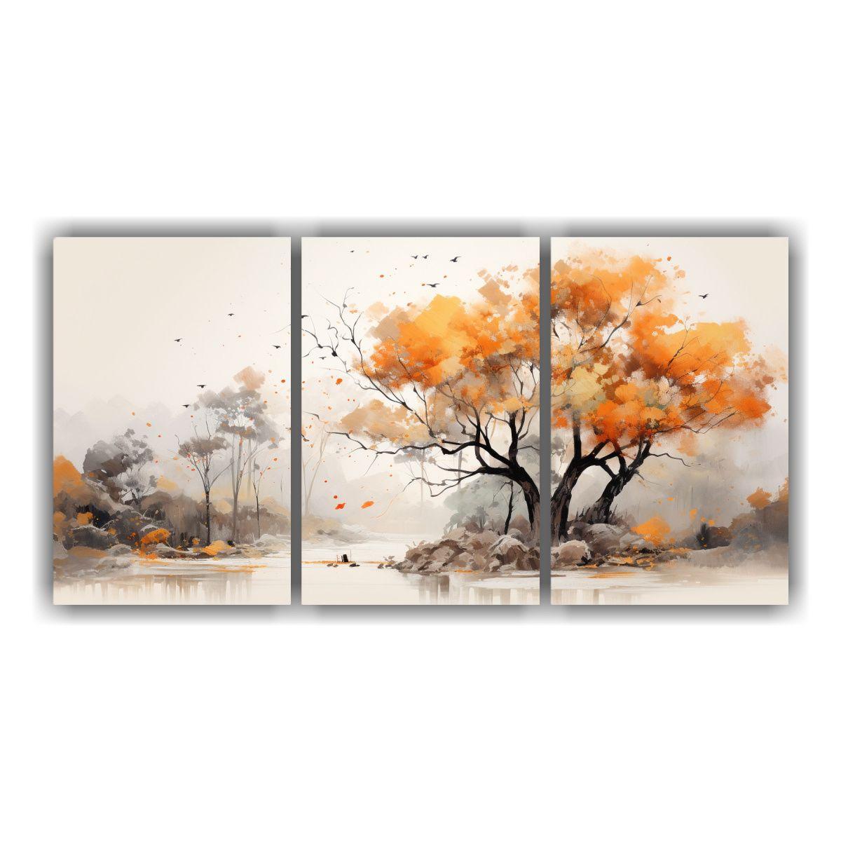 Cuadro Abstracto Multicolor De árbol Kauri 150x75 Cm-0