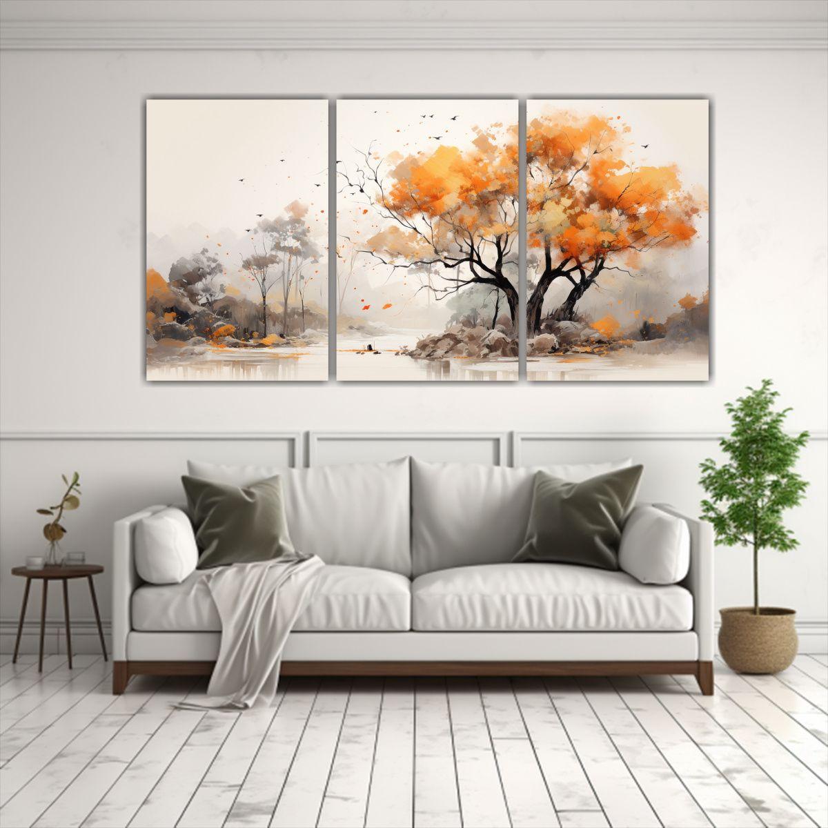 Cuadro Abstracto Multicolor De árbol Kauri 150x75 Cm-2