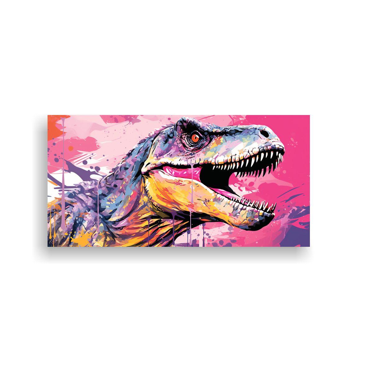 Pintura Decorativa De Velociraptor En Colores 80x40cm-0