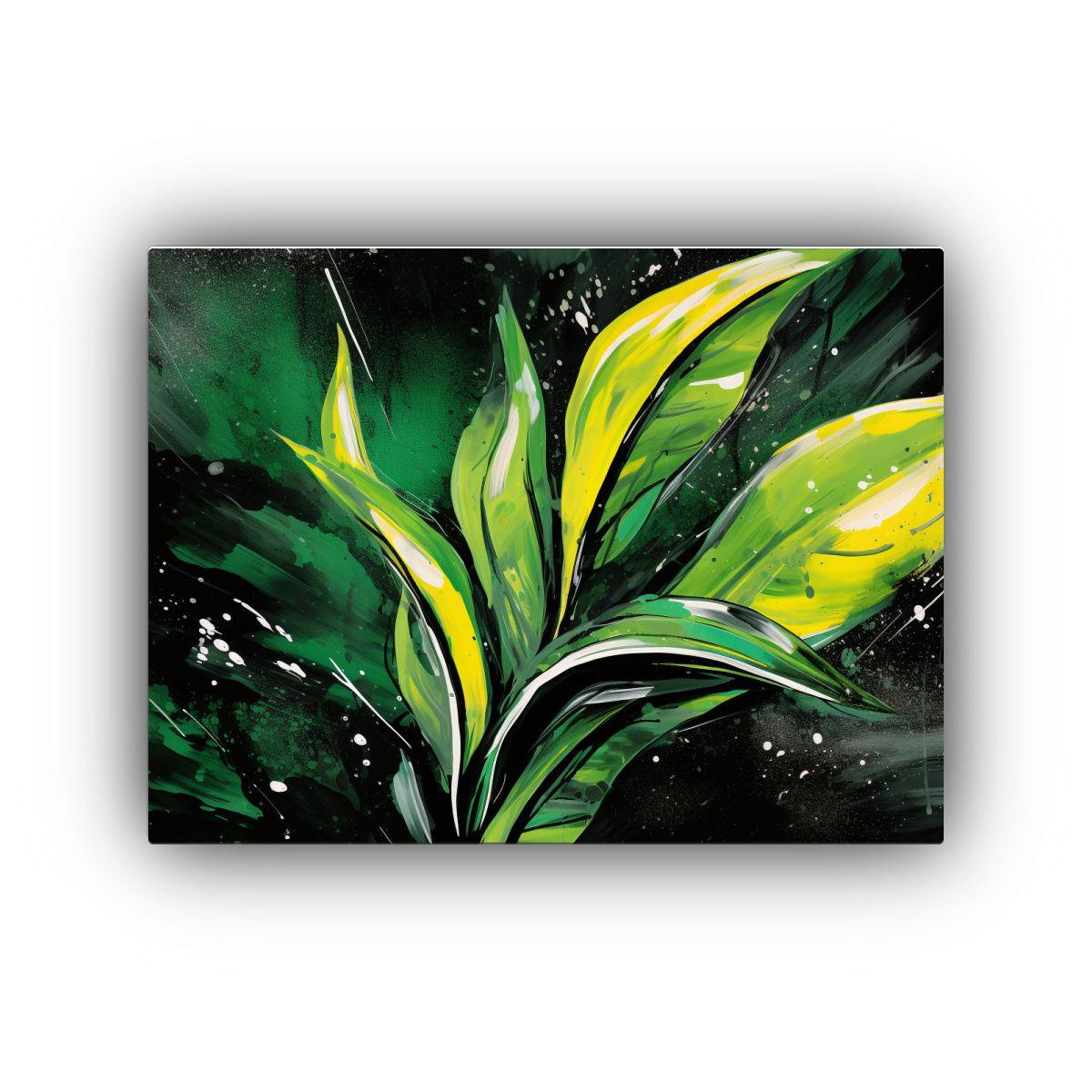 Cuadros Decorativos Modernos De Hojas De Heliconia En Verde  90x60cm-0
